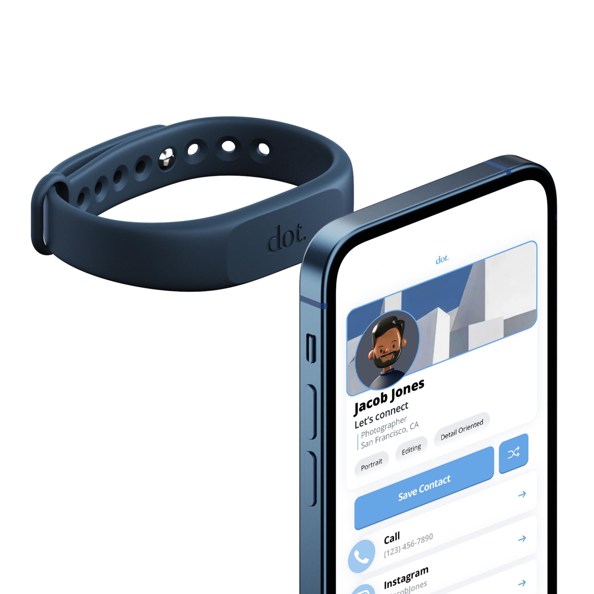 Dot. Band   Digital Business Card Wristband   Tap To Share Nfc   Iphone & Android (Blue)