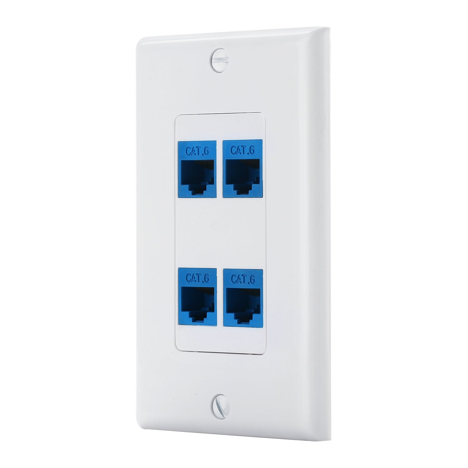 4 Port Cat6 Ethernet Female To Female Decorative Wall Plate In White