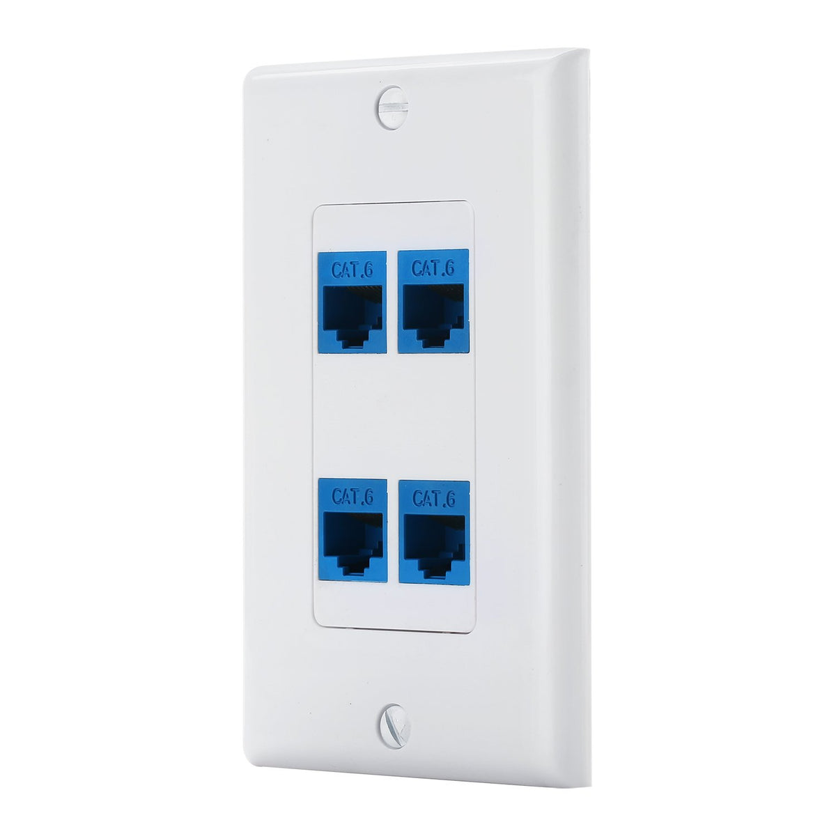 4 Port Cat6 Ethernet Female To Female Decorative Wall Plate In White