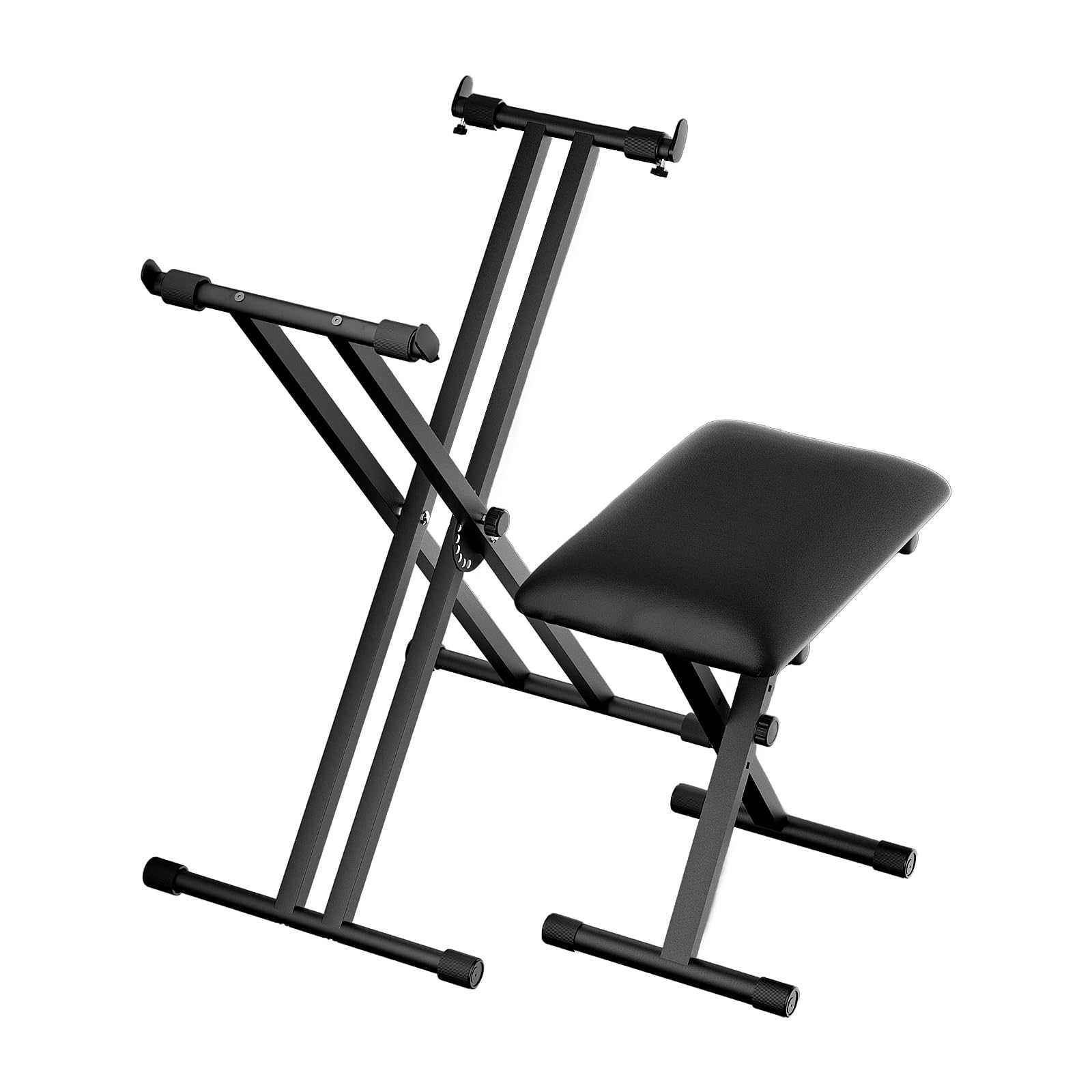 tipatyard Keyboard Stand & Bench Set, Upgrade Heavy Duty Double-X Keyboard Stand, Adjustable & Portable Digital Piano Stand with