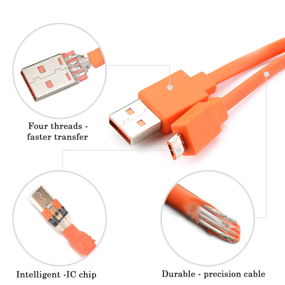 Tobysome Micro Usb Charging Cable Power Supply Charger Cord Compatible With Jbl Charge 2, Charge 3, Clip, Flip 2, Flip 3, Flip 4, Pulse 2, Pulse 3, Micro/Trip/Go/Link Speakers (Micro Usb Connector)