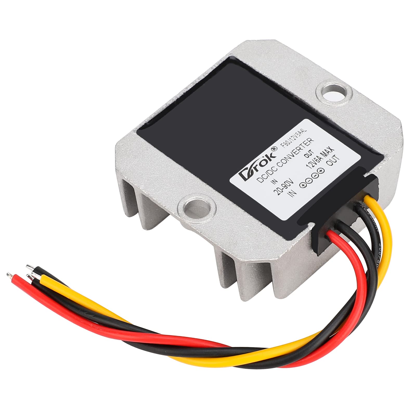 Drok Dc Dc Buck Volt Converter, Dc 20 90V To 12V 6A Car Power Converter Step Down Volt Module, 24V 36V 48V 60V 72V Ip68 Waterpro