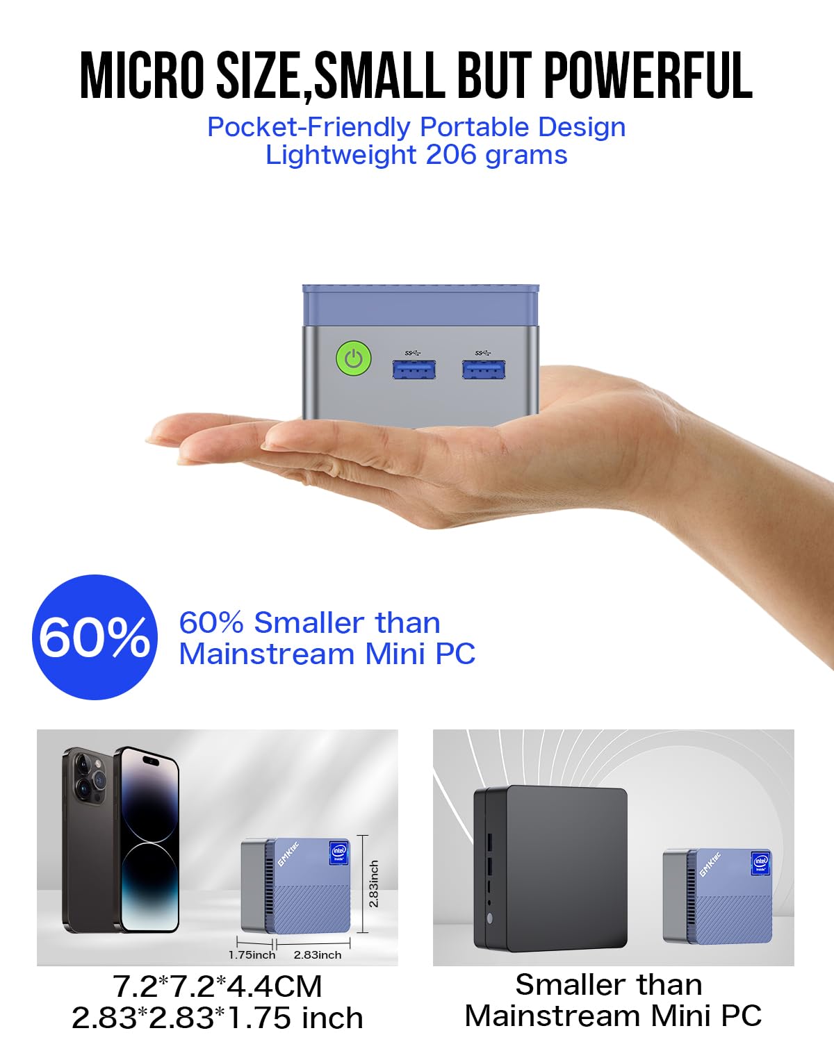 Gmktec Mini Pc N97 Preinstalled Windows 11 Pro, G5 Micro Desktop Computer, 12Th Gen Intel Alder Lake N97 (Up To 3.60Ghz) 12Gb Dd