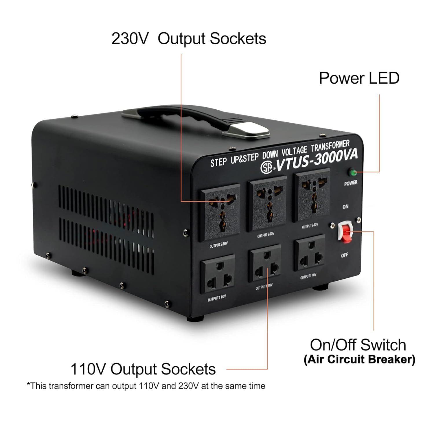 Cantonape Voltage Transformer Converter 3000 Watt Step Up/Down Convert From 110 120 Volt To 220 240 Volt And From 220 240 Volt T