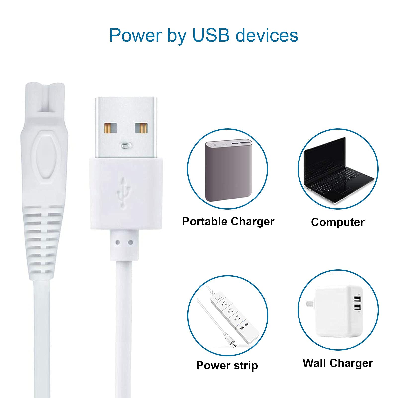 Shaver Charger Compatible With Finishing Touch Flawless Body Trimmer & Legs Hair Remover Electric Shaver Usb Charging Cord With