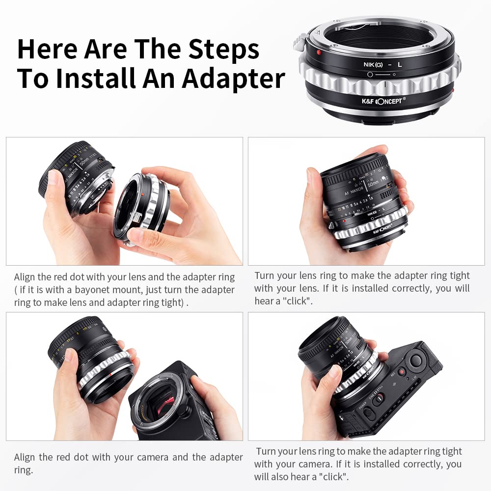 K&F Concept Lens Mount Adapter Nik(G) L Manual Focus Adapter Compatible With Nikon F (G Type) Lens To L Mount Camera Body