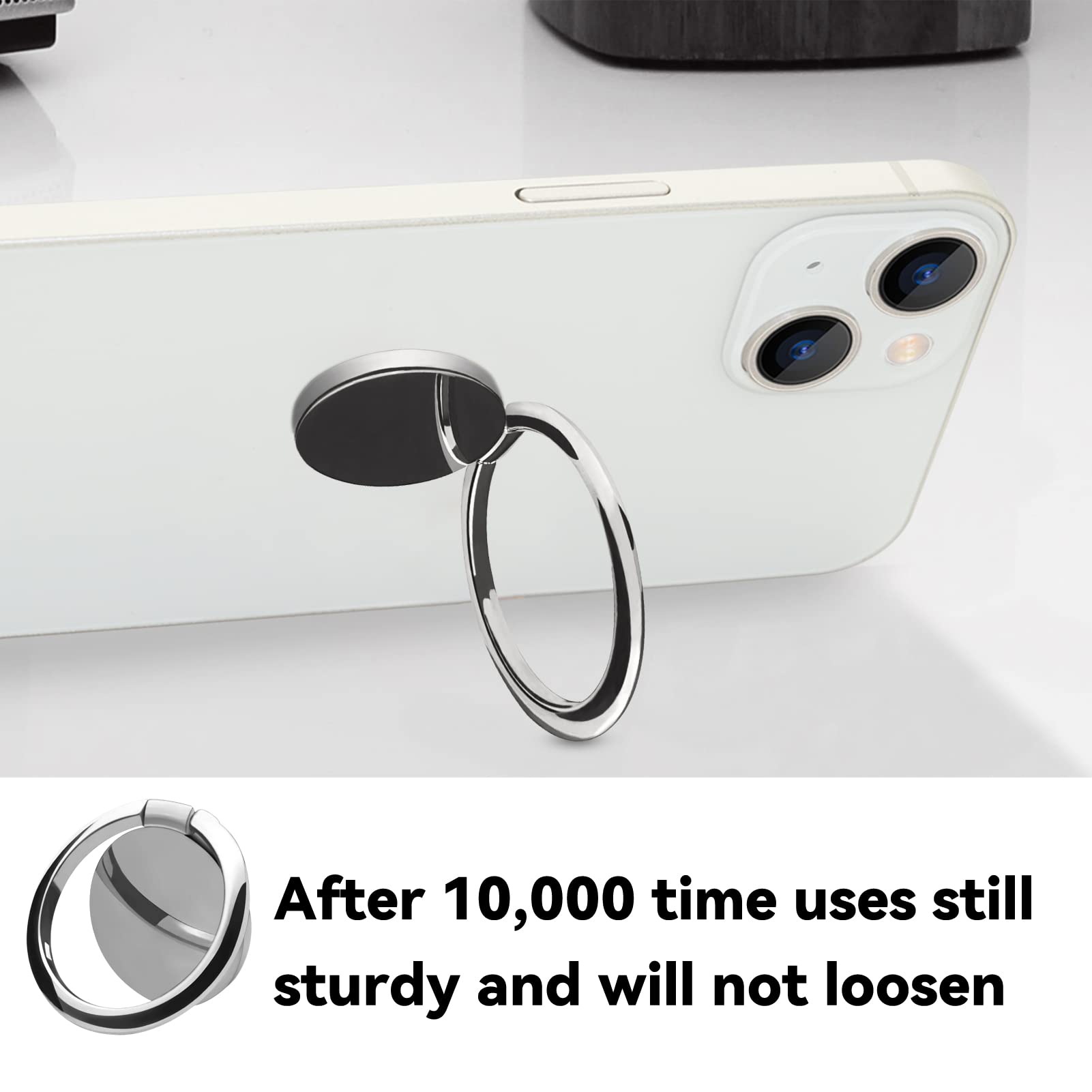 Obhei Metal Cell Phone Ring Holder Finger Ring Stand, 360 Degree Rotation Ring Kickstand Grip Holder For Magnetic Car Mount, Sil