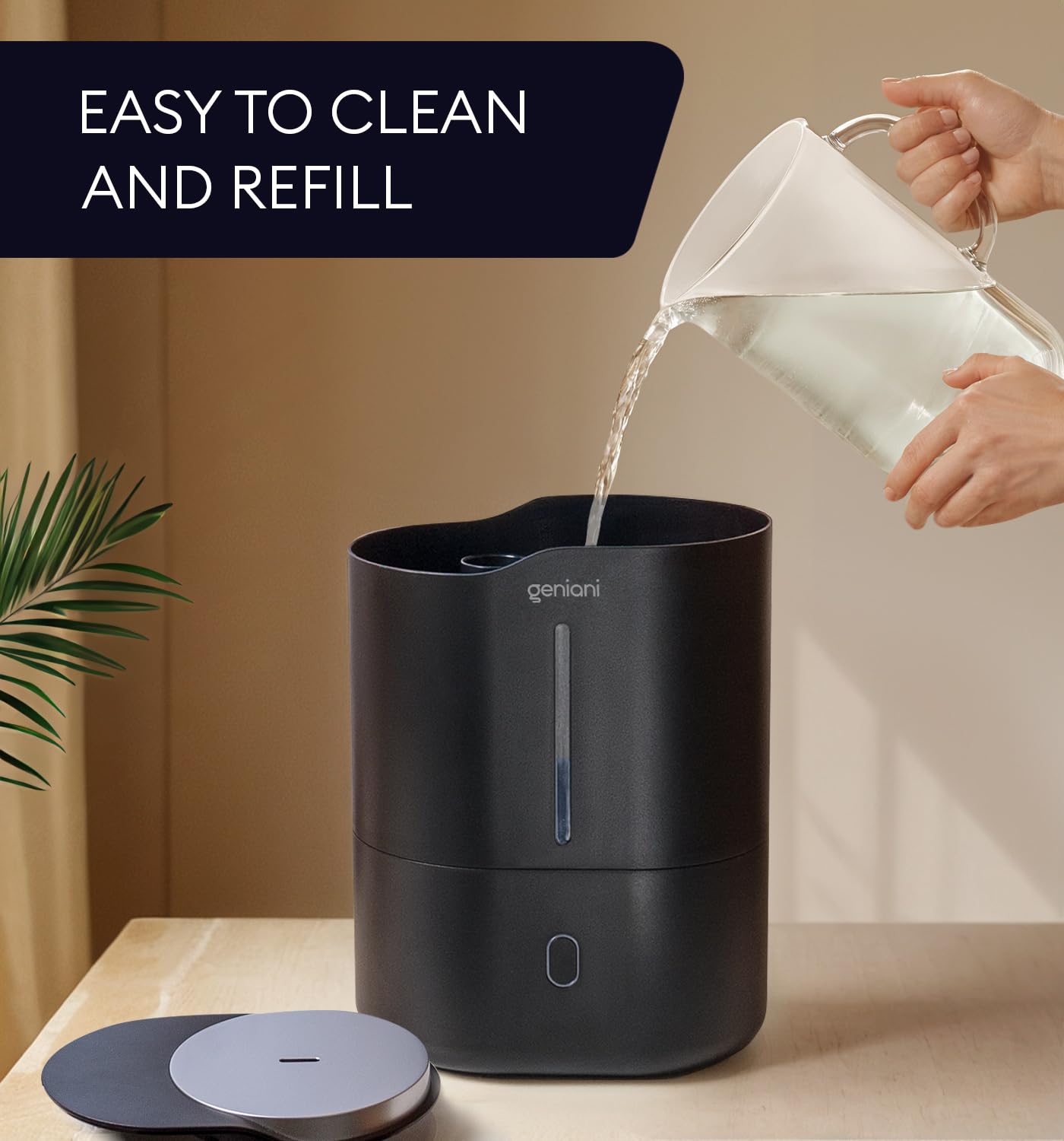 Geniani Ultrasonic Cool Mist Humidifier For Bedroom, Large Rooms, Home, 4L   Easy Fill & Clean Humidifier For Plants W/Auto Shut