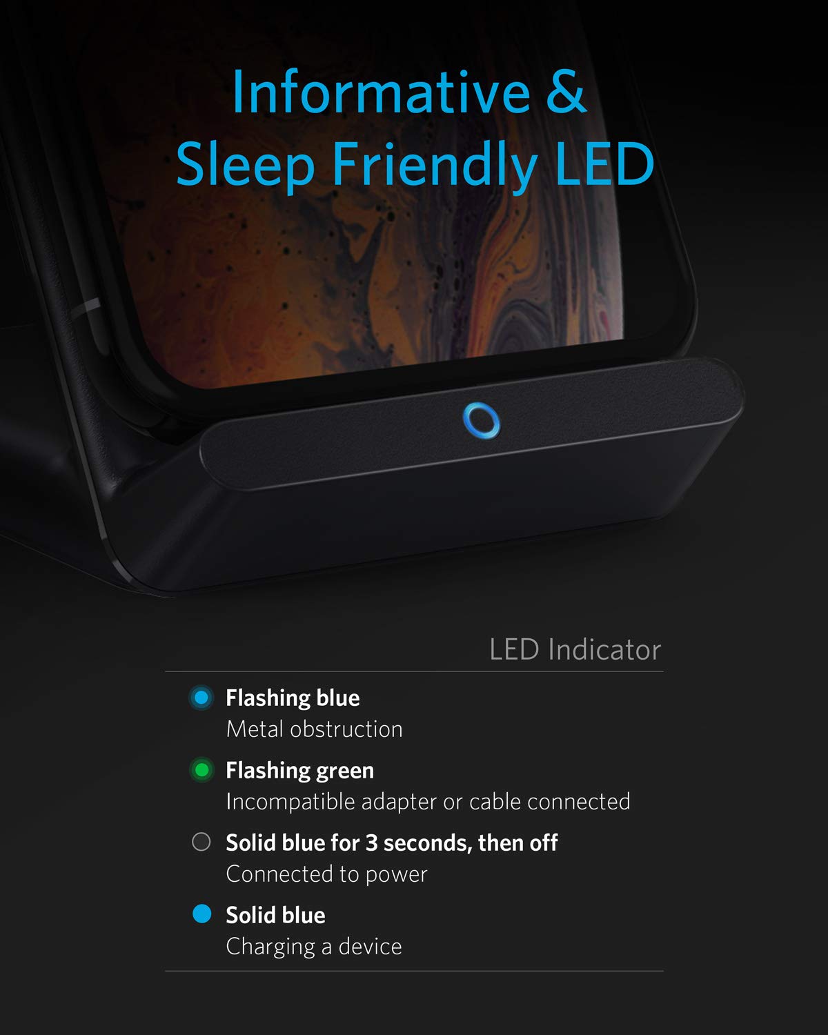 Anker 2 Pack 313 Wireless Charging Stand, Qi Certified For Iphone 16/15/14/13 Series, 10W Fast Charging For Galaxy S23/S22/S21 (