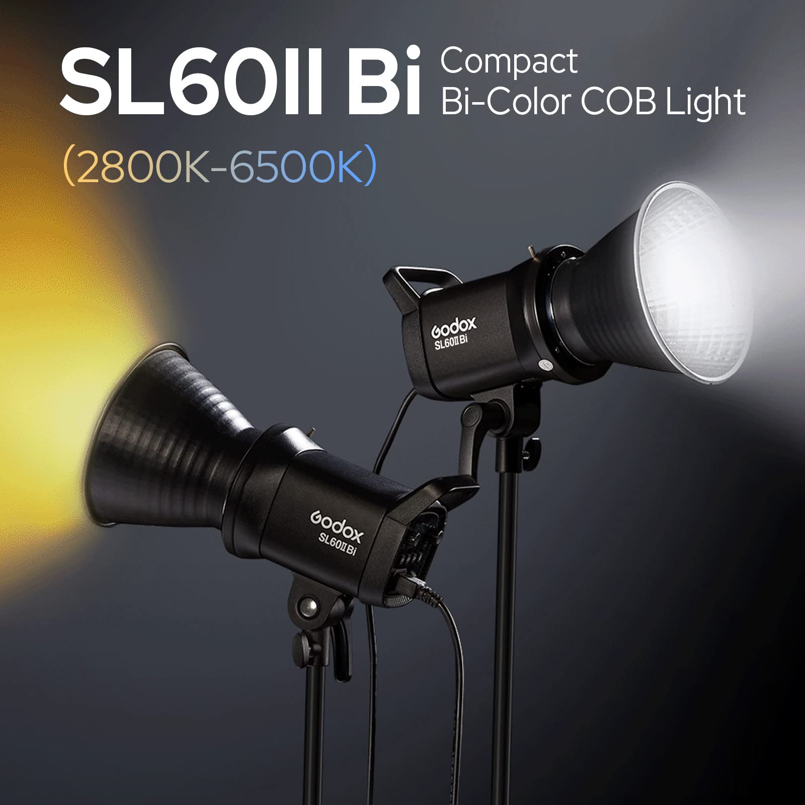 Godox Sl60Iibi Bi Color Led Video Light,2800K 6500K,Cri96+ Tlci97+,Builtin 11 Fx Effects,App/2.4Gwireless Control Adjust Brightn
