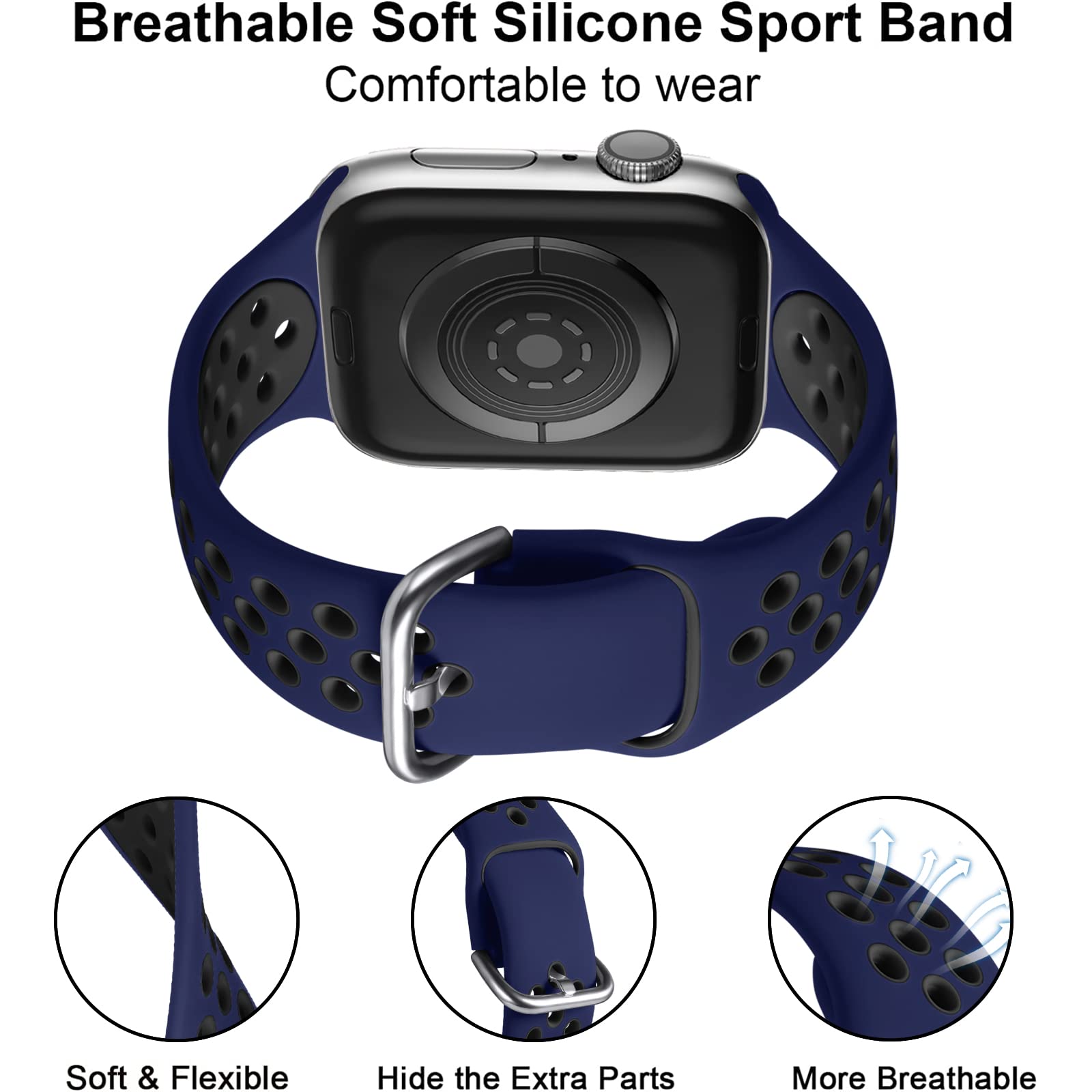 Lerobo 3 Pack Compatible With Apple Watch Ultra Band 49Mm 42Mm 44Mm 46Mm 45Mm 41Mm 40Mm 38Mm Sport Band Women Men,Soft Silicone