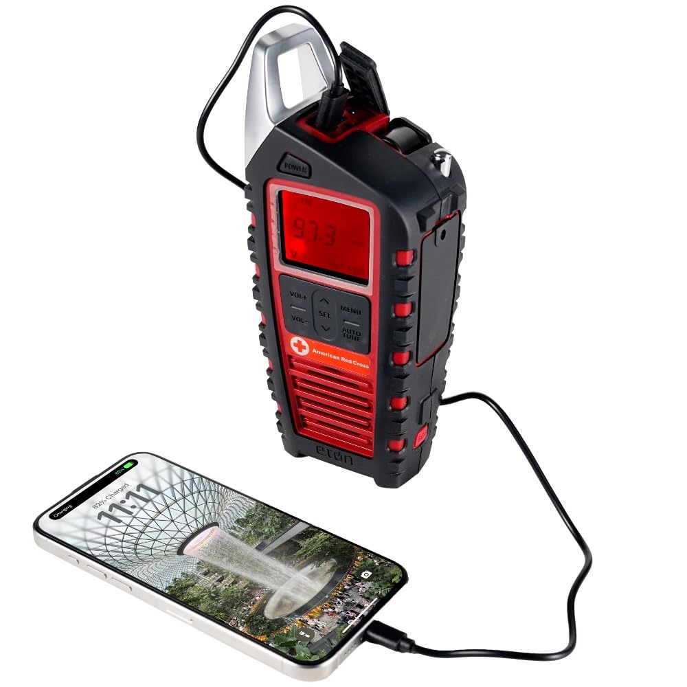 Eton American Red Cross Adventure Series Odyssey- Multi-Powered All-Band Radio (AM/FM/NOAA/Shortwave) with Bluetooth, Solar Powe