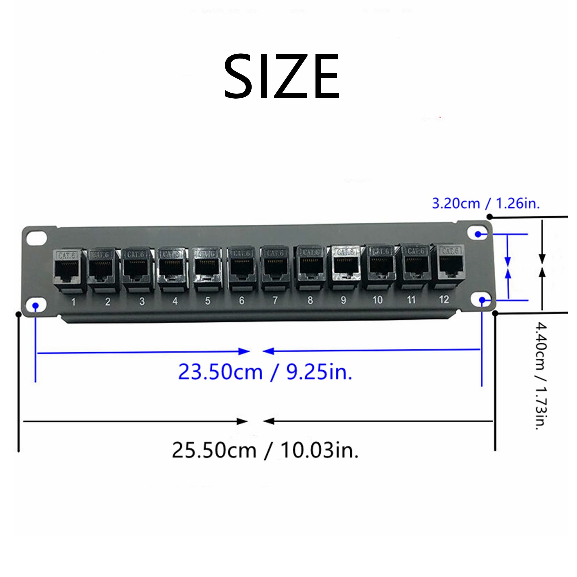 Yankok [Cat5 12 Port Feed Through Patch Panel] 10In. 1U With Built In Pass Thru Inline Coupler Supports Back Cat5/5E Rack Wall M