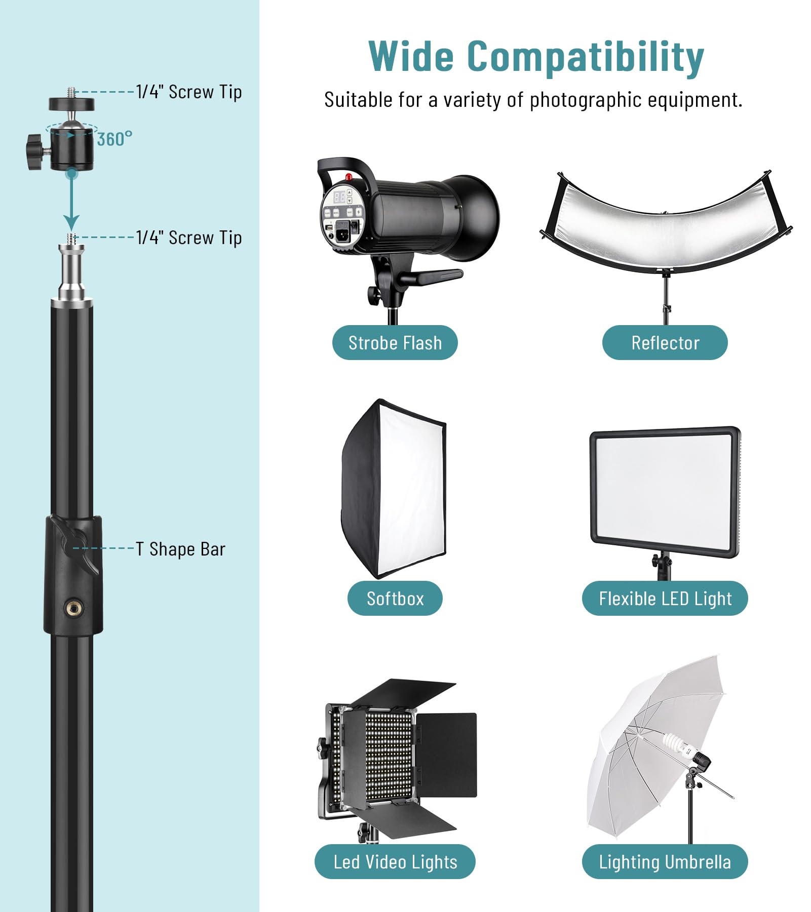 2 Pack Heavy Duty 9.2 Feet/110'' Light Photography Tripod Stand, Aluminum Spring Cushioned Lighting Stand With Carry Bag For Rel