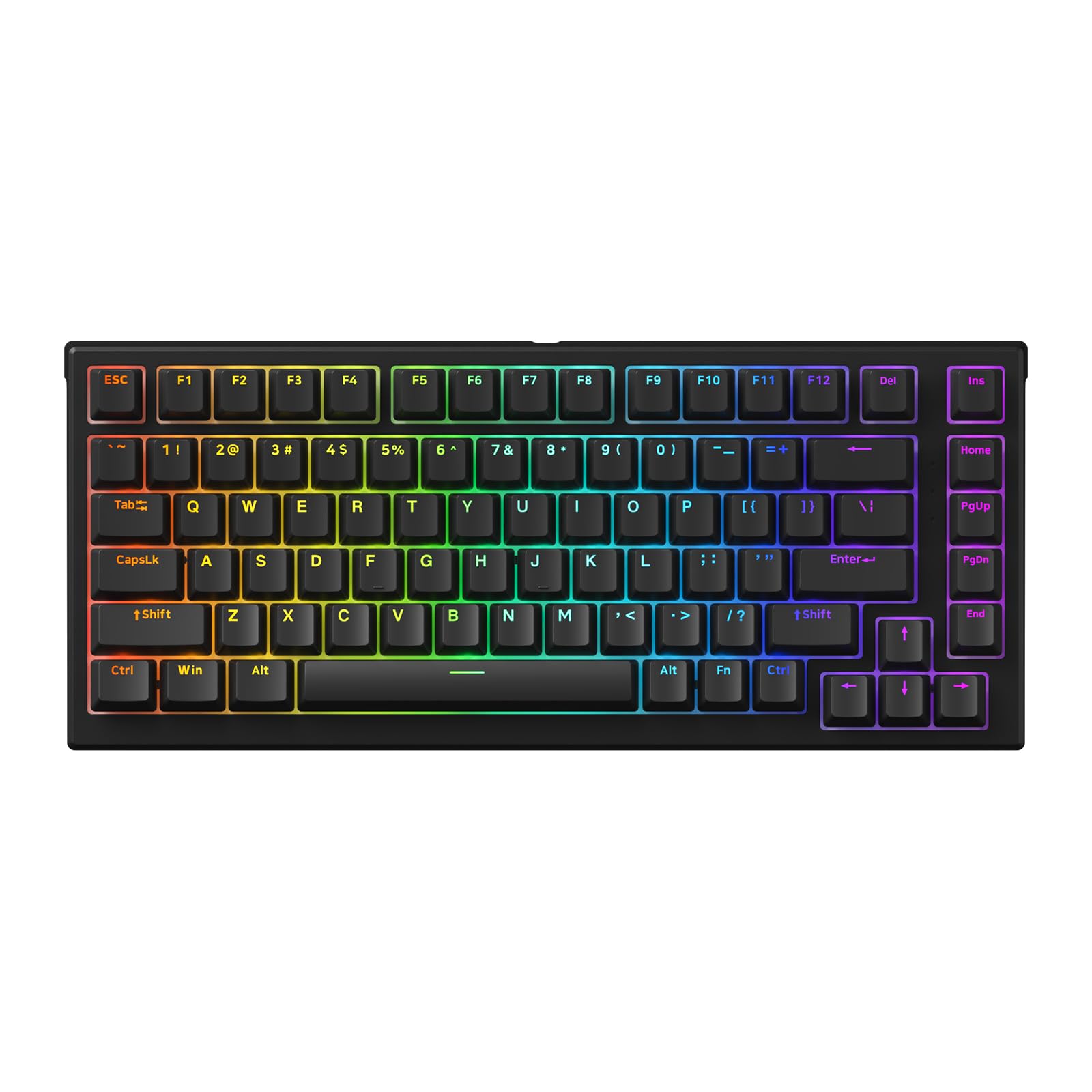Monsgeek Rapid Trigger Gaming Keyboard With Magnetic Switches, 75% Wired Mechanical Keyboard Mg75S He Black Shine Through (Kailh