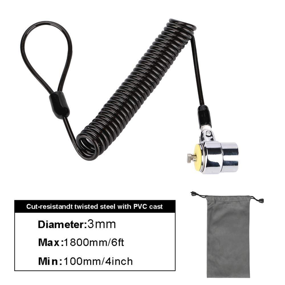 Loradar Security Hardware Cable Lock Kit,Retractable Cable Lock Portable Keyed Laptop Lock 3 Keys 6.2Ft For Monitors, Laptops, M