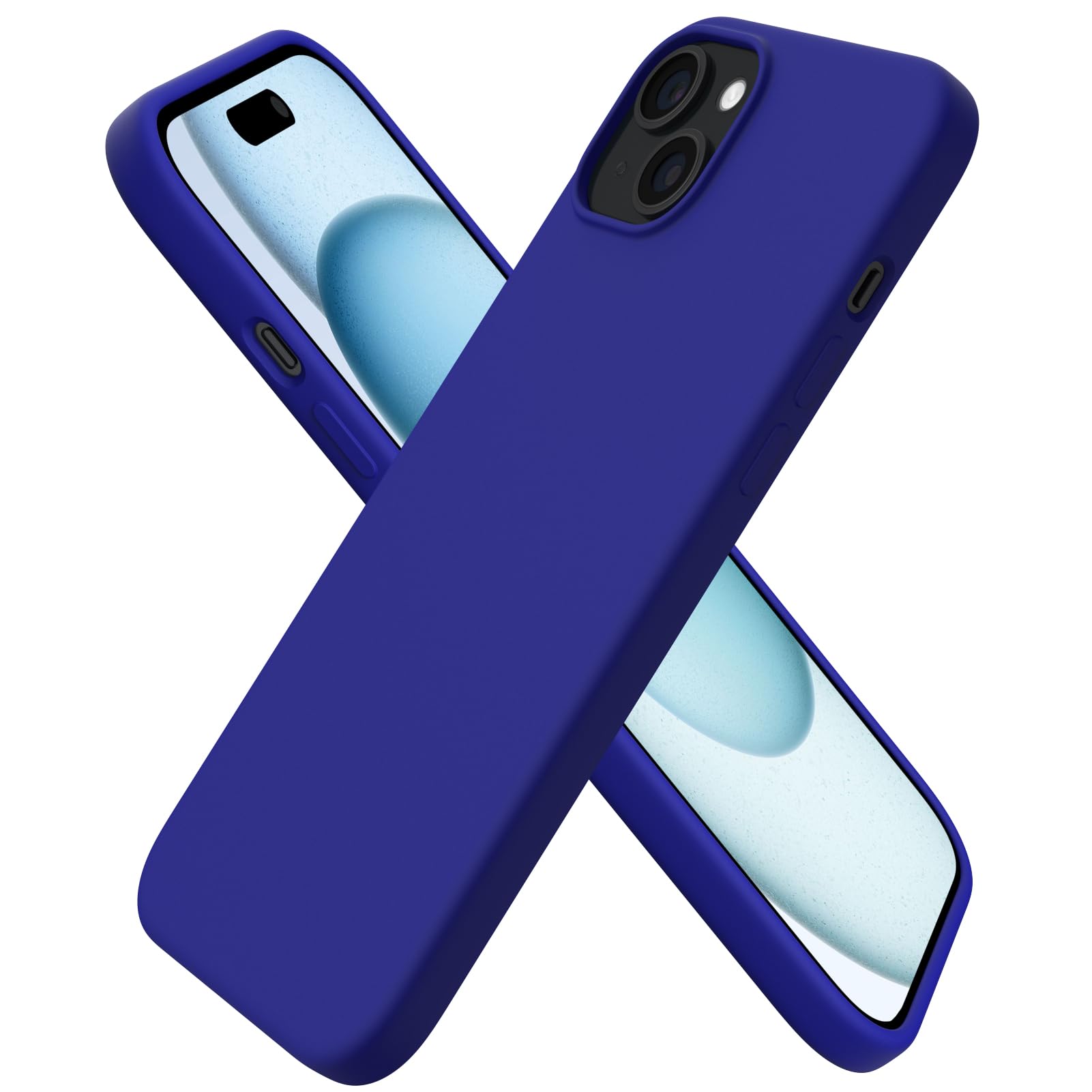 Ornarto Compatible With Iphone 15 Plus Case 6.7'', Slim Liquid Silicone 3 Layers Full Covered Soft Gel Rubber Cover Protective P