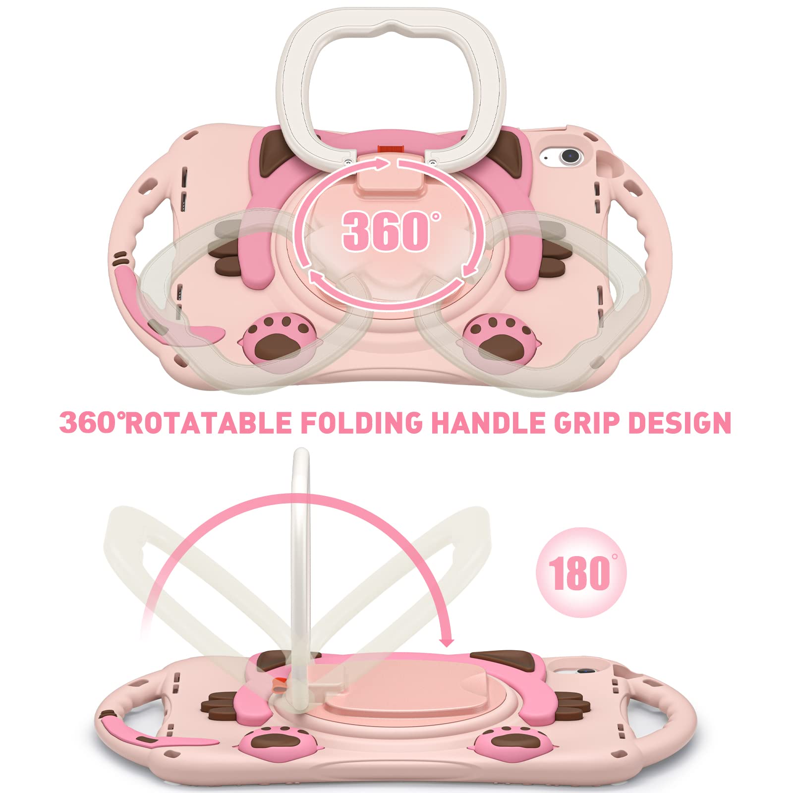 Braecn Cute Cat Case For Ipad 10Th Generation 10.9 Inch 2022, Silicone Kids Boys Girls Case With Pencil Holder,Carrying Shoulder