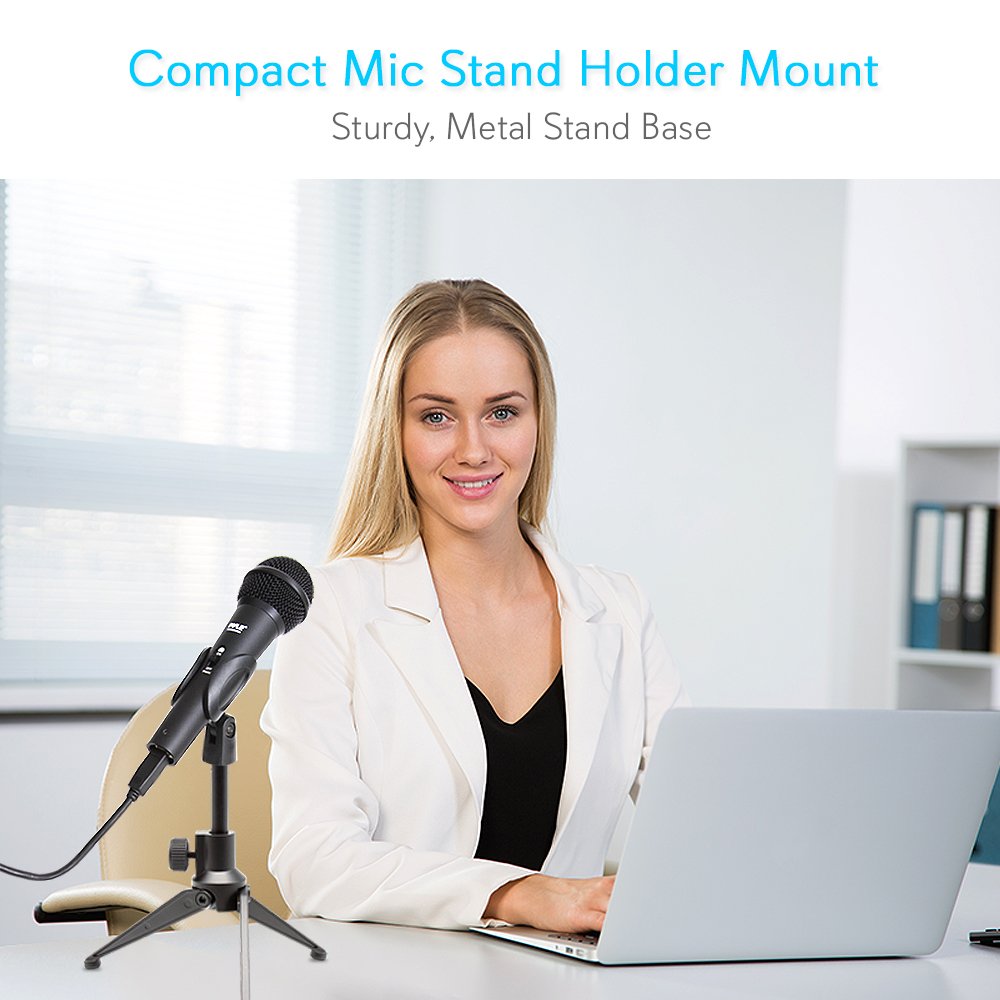 Pyle Desktop Tripod Microphone Stand   Adjustable Height 4.7'' To 8.7'' Inch High With Heavy Duty Clutch Support Weight 5 Lbs.