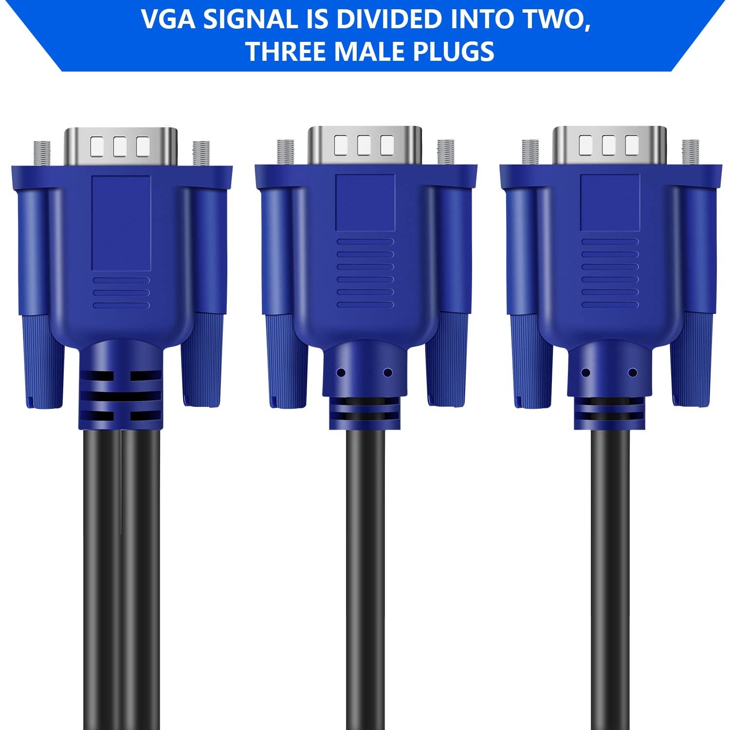 Pasow Vga Splitter Cable Dual Monitor Y Adapter Video Cord 1 Male To 2 Male Screen Duplication Support 1080P Full Hd For Project