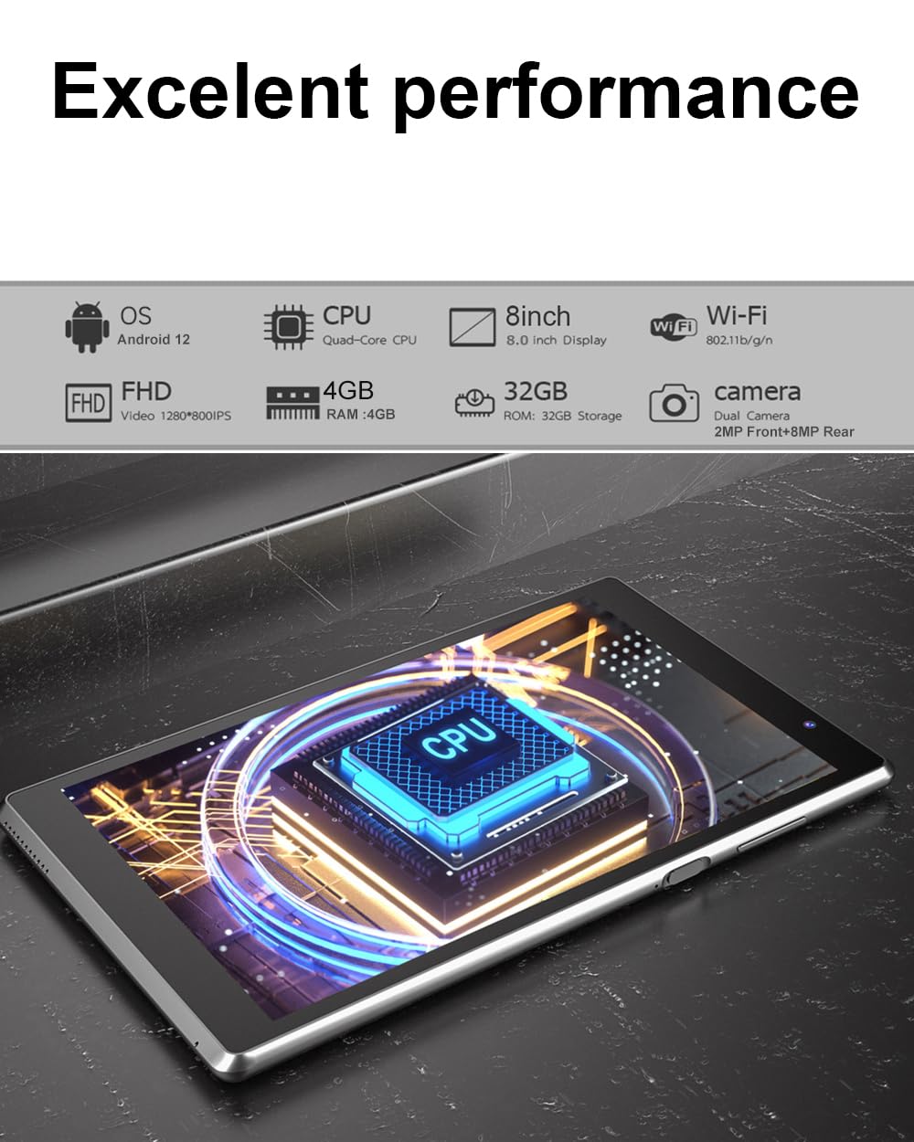 Tablet Android Tablets, 8 Inch Tablet 4Gb Ram, 32Gb Rom Support 512Gb Expand Computer Tablet Pc, Quad-Core Processor, Ips Touch