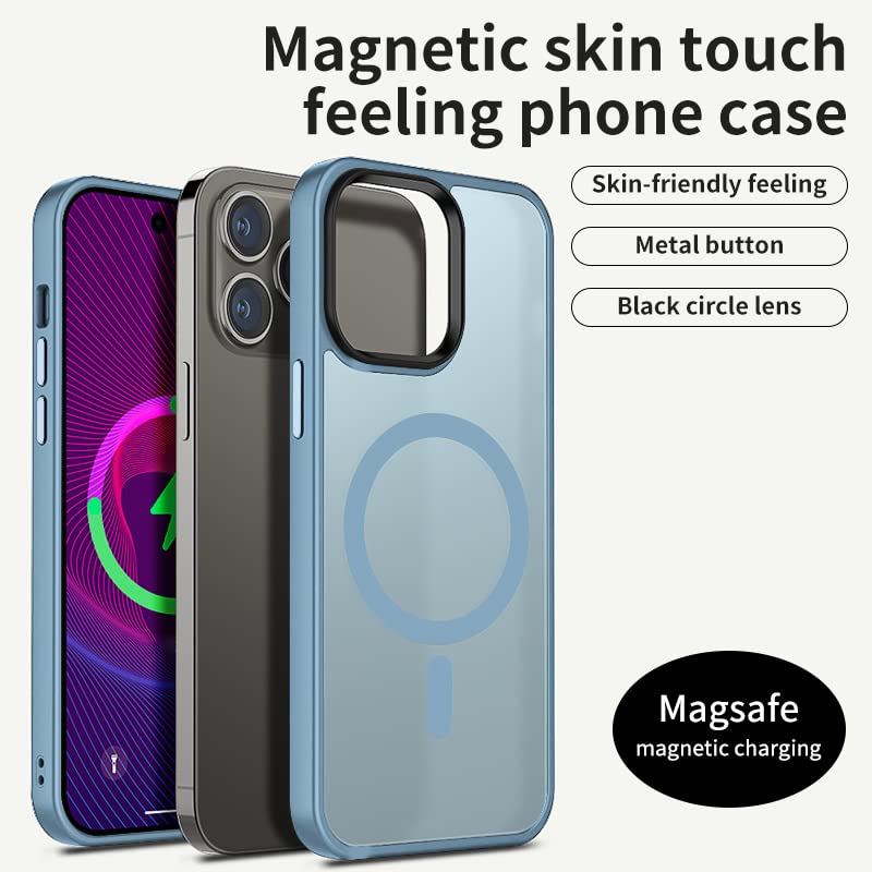 Yzoiko Magnetic Case For Iphone 14 Pro Max Case [10Ft Grade Drop Tested & Compatible With Magsafe] Translucent Anti Fingerprint