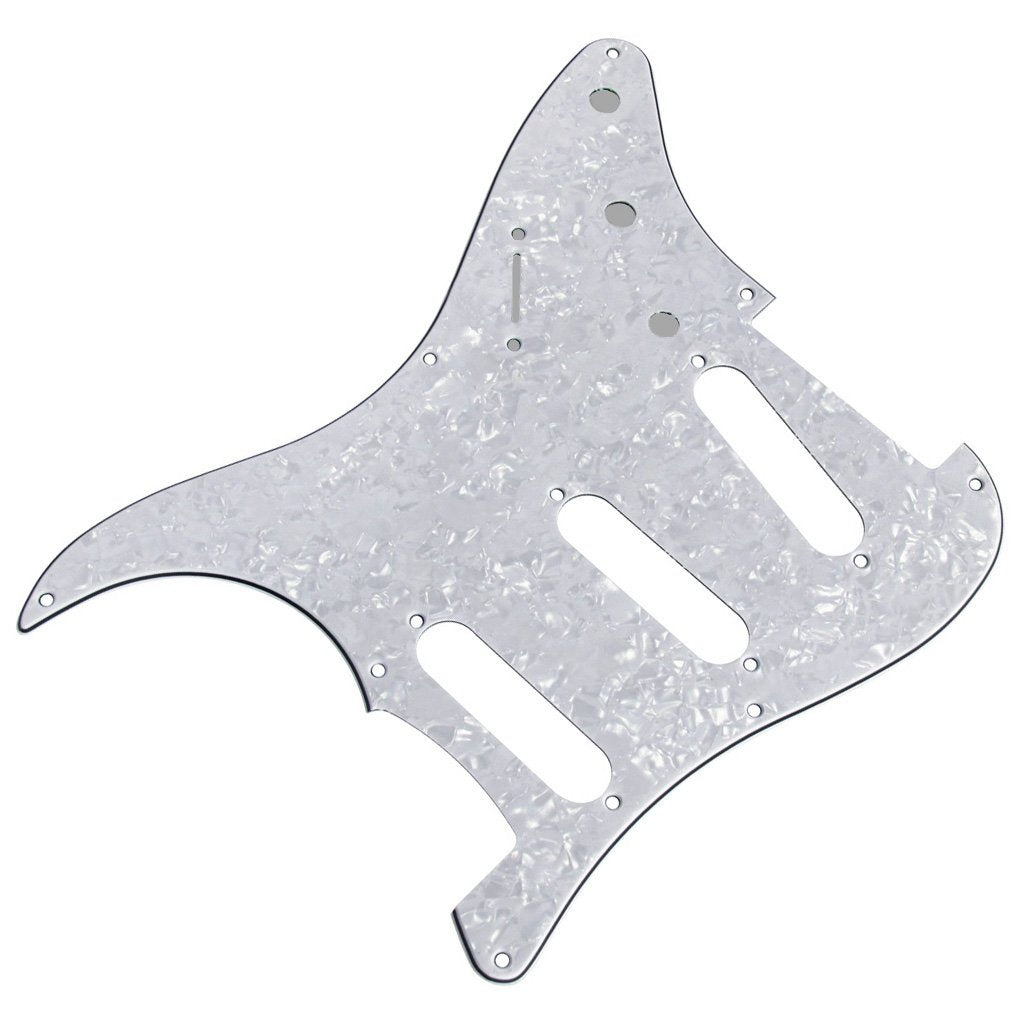 Fleor Sss 8 Hole Strat Guitar Pickguard Backplate Tremolo Cavity Cover With Screw For Vintage Strat Style Guitar Parts, 4Ply Whi
