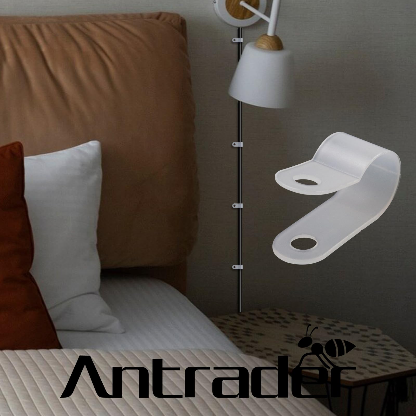 Antrader R-Type Cable Clamp White Nylon for 3/8 Inch Diameter Wire Management