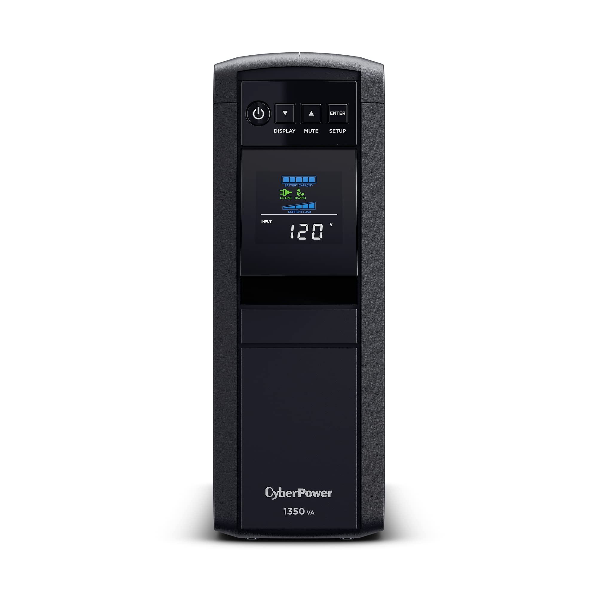 Cyberpower Cp1350Pfclcd Pfc Sinewave Ups System, 1350Va/880W, 12 Outlets, Avr, Mini Tower