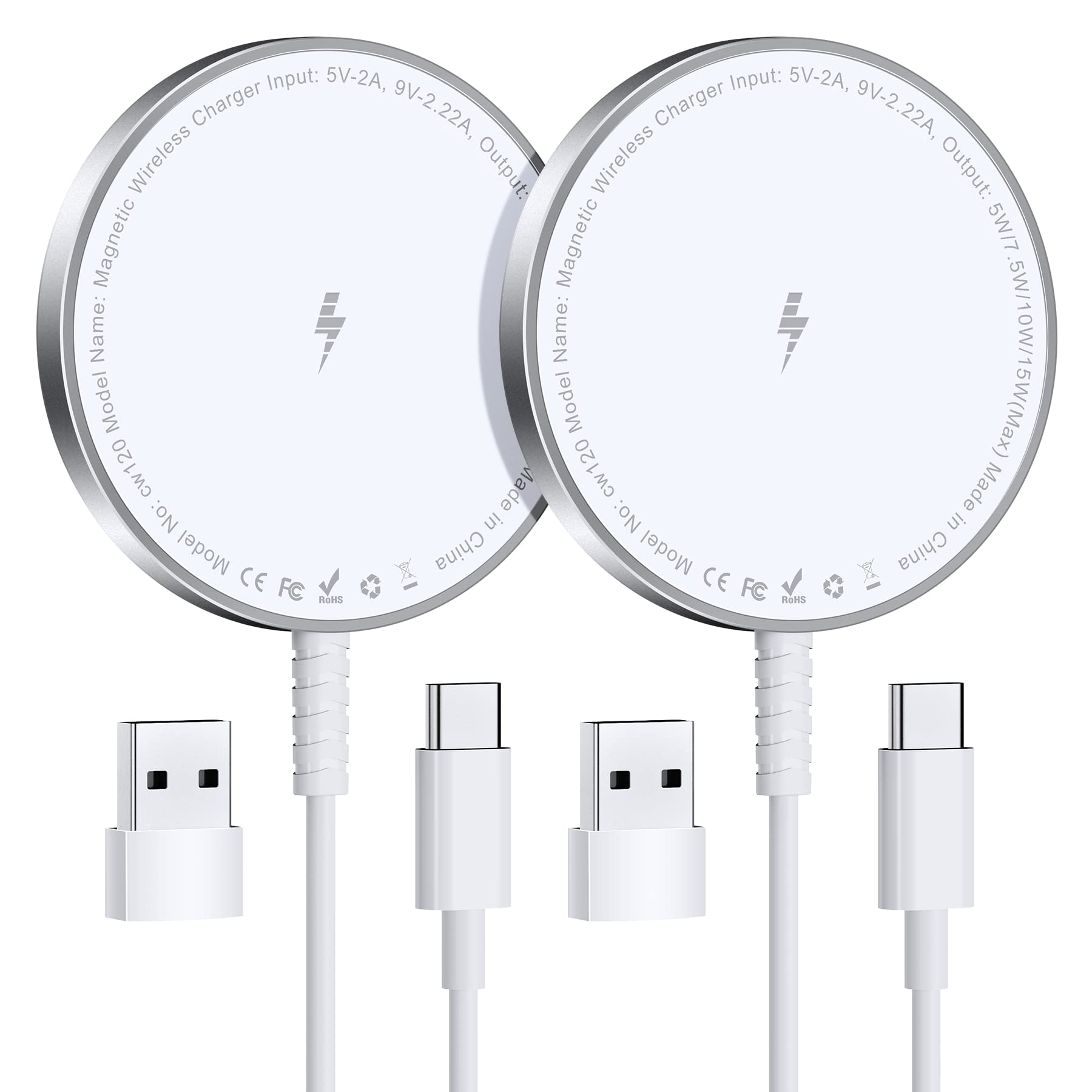 Magnetic Wireless Charger For Iphone: Mag Safe Charger Fast Charging Pad 2 Pack Compatible With Iphone 15 14 13 12 Pro Max Plus