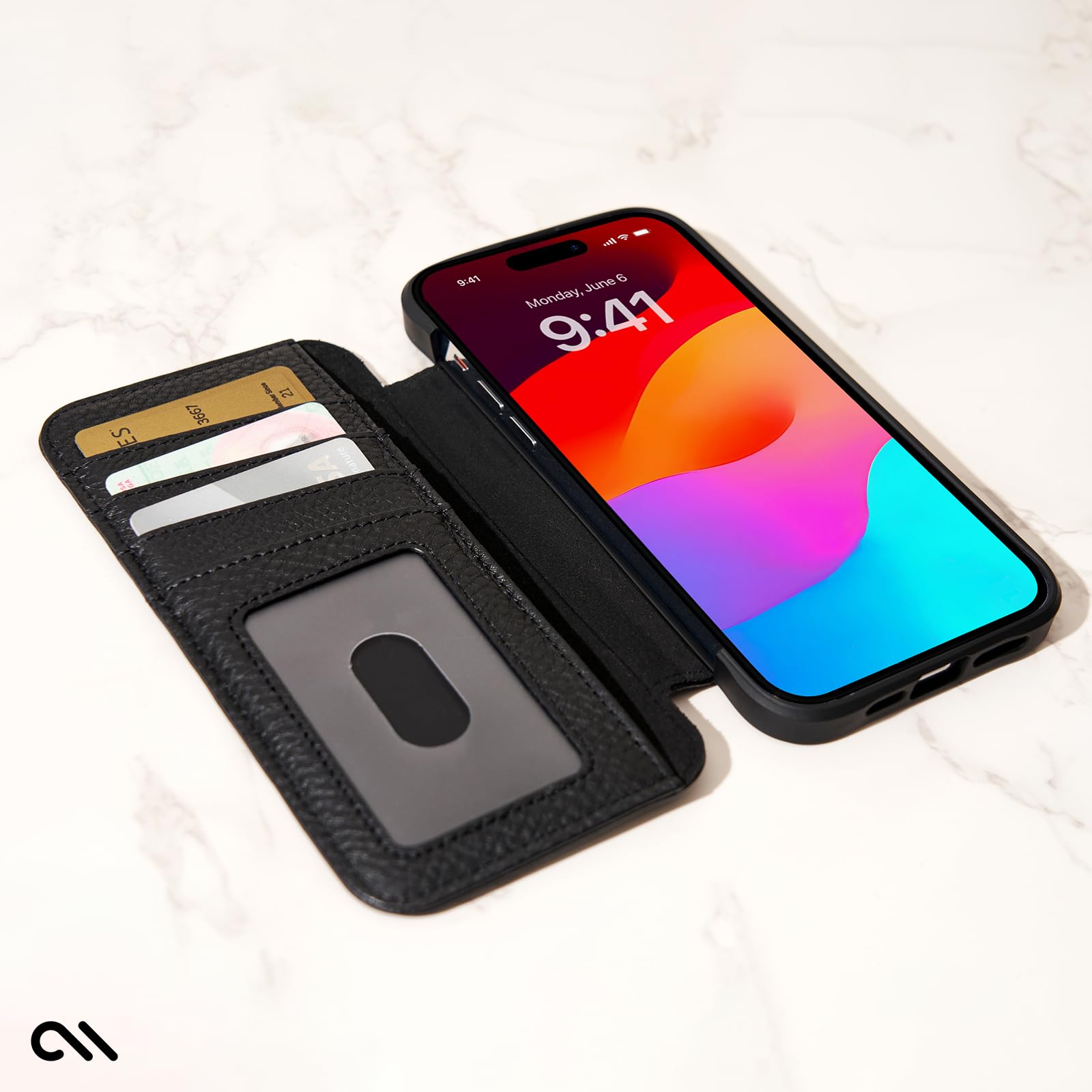 Case Mate Wallet Folio Iphone 15 Pro Max Case   Black [12Ft Drop Protection] [Compatible With Magsafe] Magnetic Flip Folio Cover