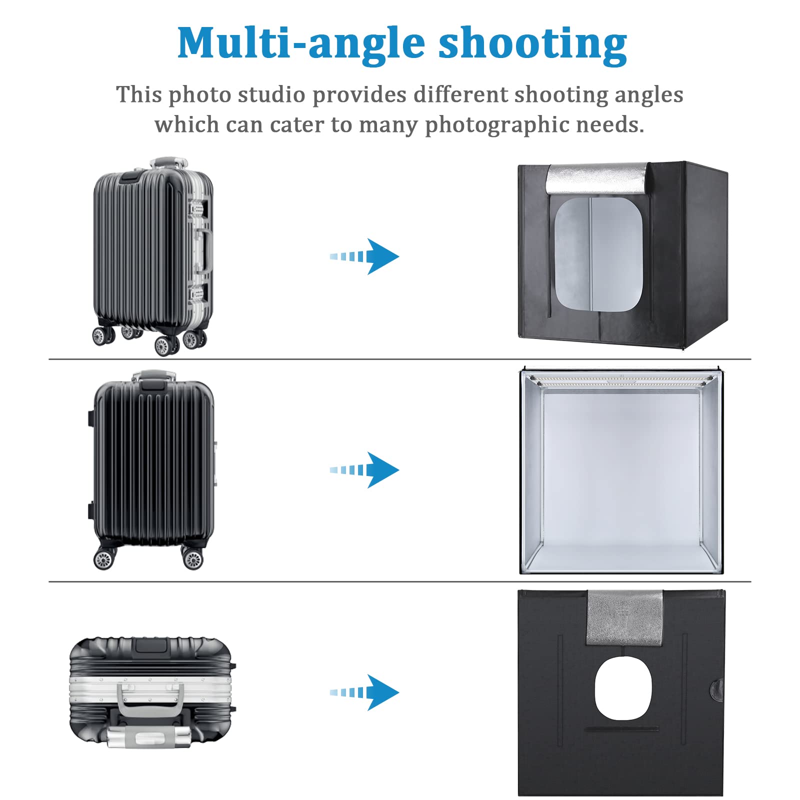 Photo Studio Box, 32X32X32 Inches Portable Foldable Photography Light Box Shooting Tent With Dimmable High Cri95+ Led Lights And