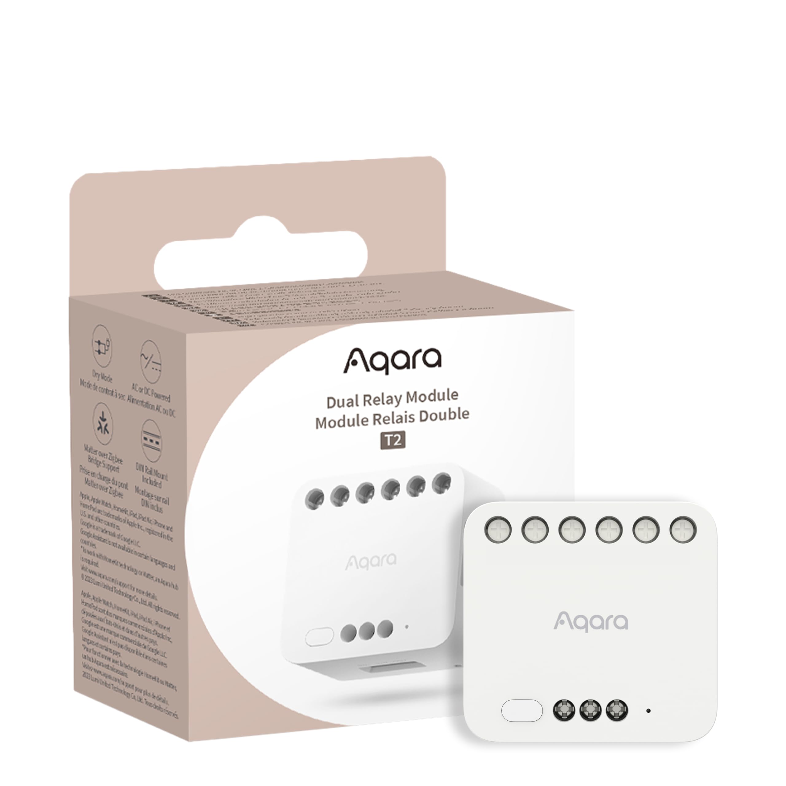 [Upgraded Version] Aqara Dual Relay Module T2 With Matter, Requires Aqara Zigbee 3.0 Hub, Dry Contact Mode For Garage Doors And