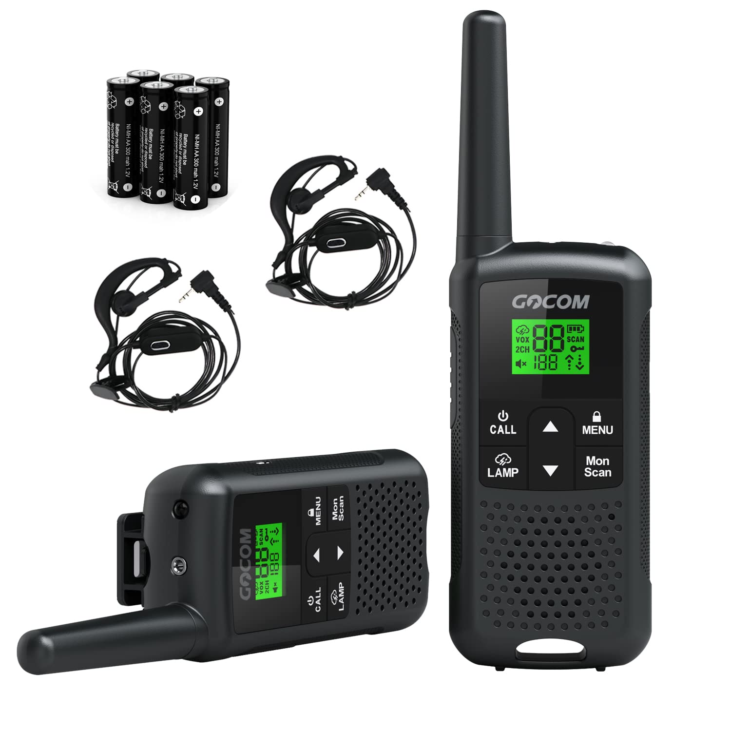 Gocom G200 Family Radio Service (Frs) Walkie Talkies For Adults, Long Range Two Way Radios Rechargeable 22 Ch Noaa Vox Scan Flas