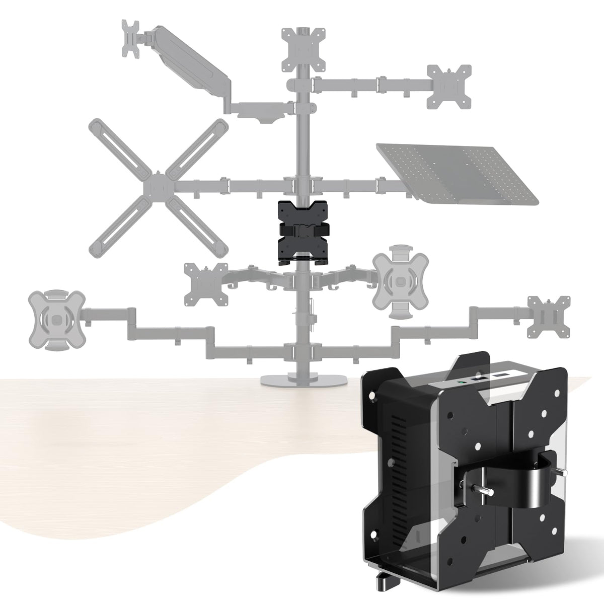 Pholiten Adjustable Thin Client Mini Pc Mount Bracket,Cpu Vesa Under Desk And Monitor Arm Computer Holder