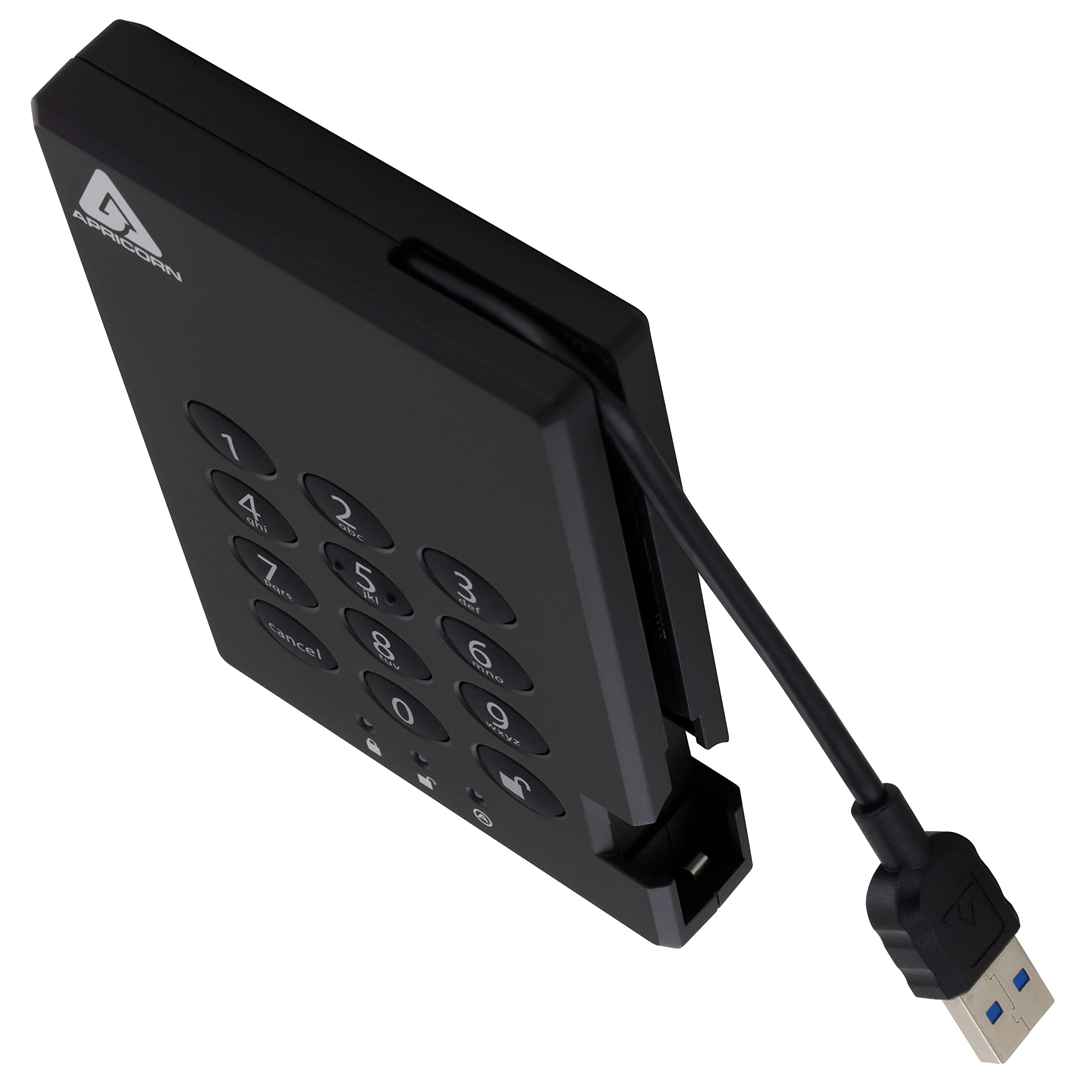 Apricorn Aegis Padlock 500Gb Usb 3.0 External Hard Drive, Gray (A25 3Pl256 500)