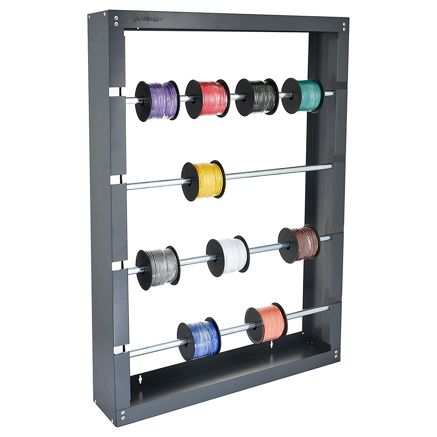 Adirpro Wire Spool Rack   Superior Strength Wire/Cable Dispenser   Conduit Display & Storage For Electrical Industrial & Retail Use (4 Rods, Grey)