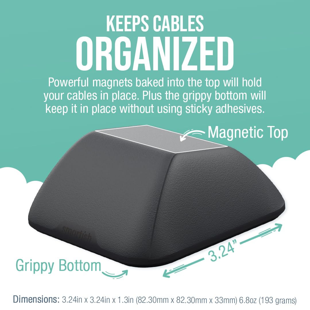 Smartish Magnetic Cord Holder   Cable Wrangler Organizer With Magnet Clips For Charger Management On Desktop, Nightstand, Or Sid