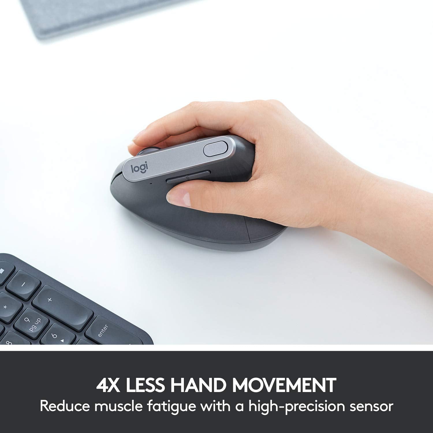 Logitech Mx Vertical Wireless Mouse - Ergonomic Design Reduces Muscle Strain, Move Content Between 3 Windows And Apple Computers