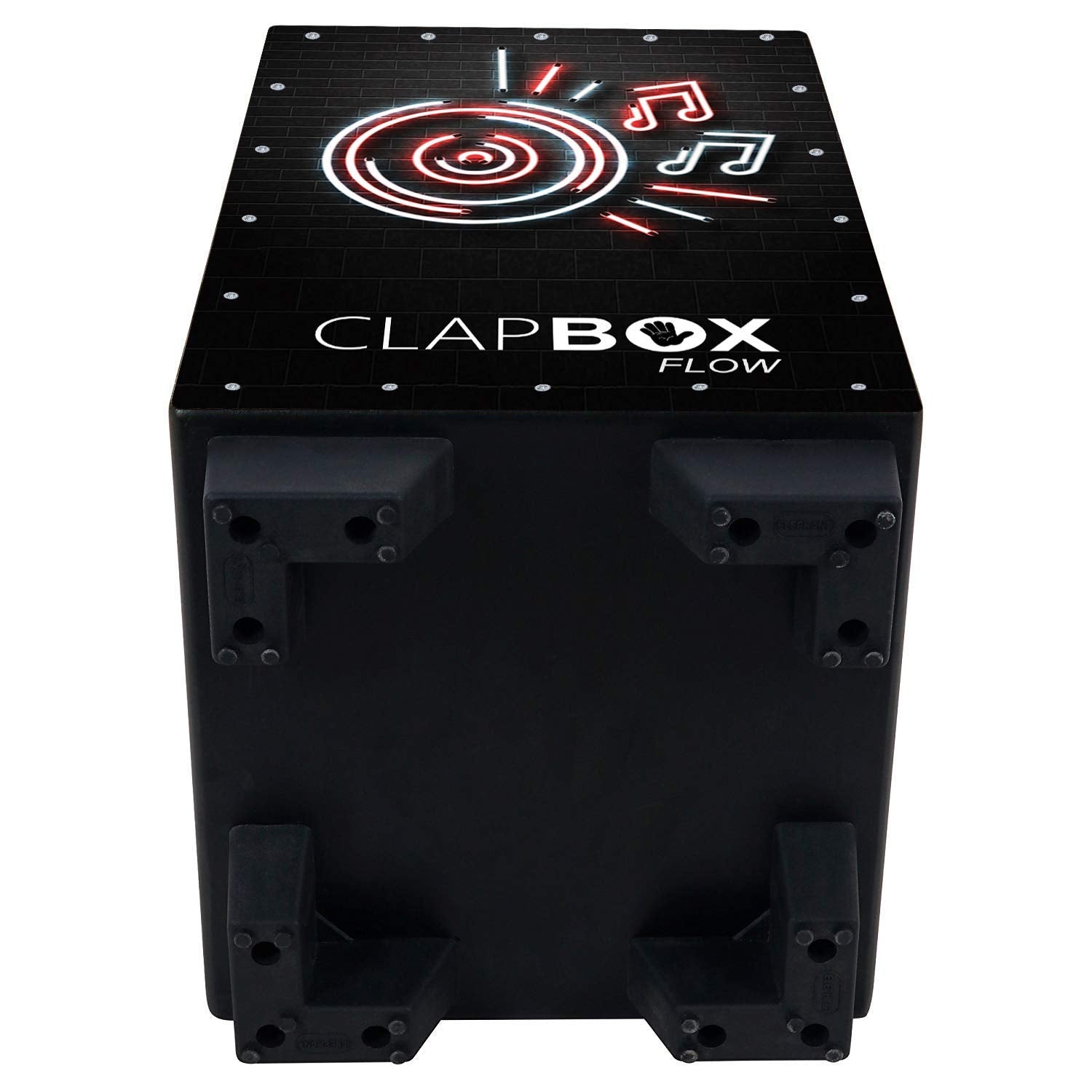 Clapbox Flow Graphic Cajon  Walnut Wood (H:50 W:30 L:30)   3 Internal Snares, Black (Disco)