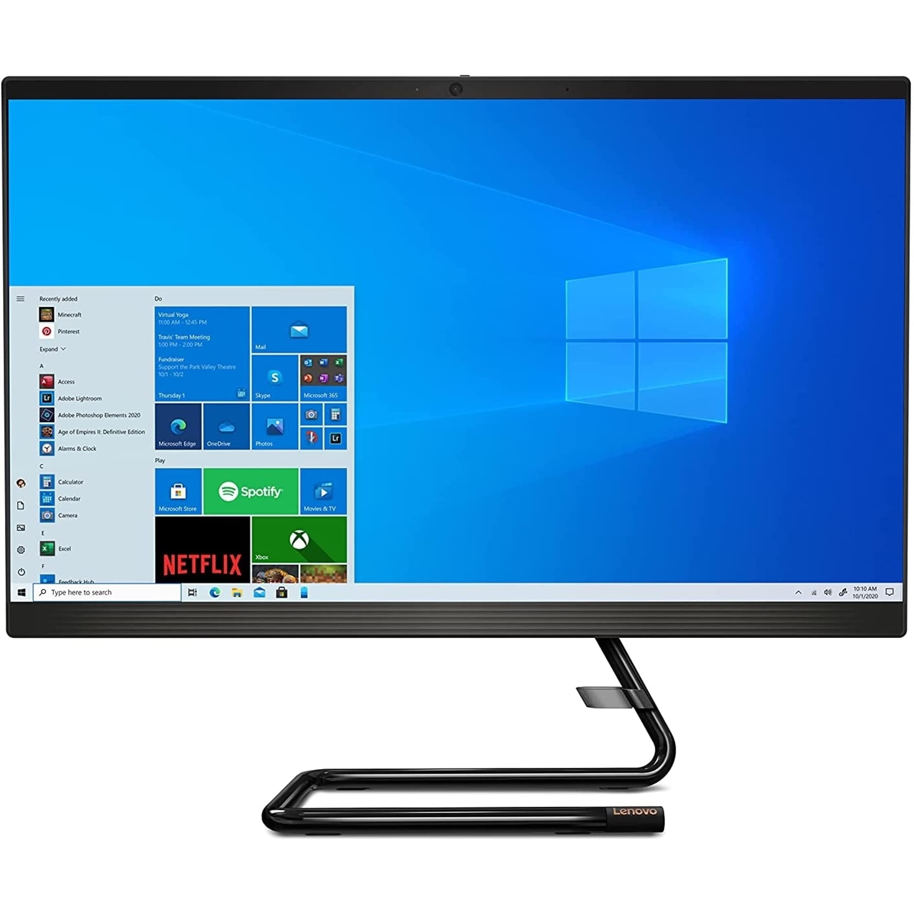 Lenovo IdeaCentre AIO 3i 24 All-in-One Computer, Intel Core i3-10100T, FHD Display, 8GB RAM, 1TB HDD, 256GB SSD, DVD RW Drive, W