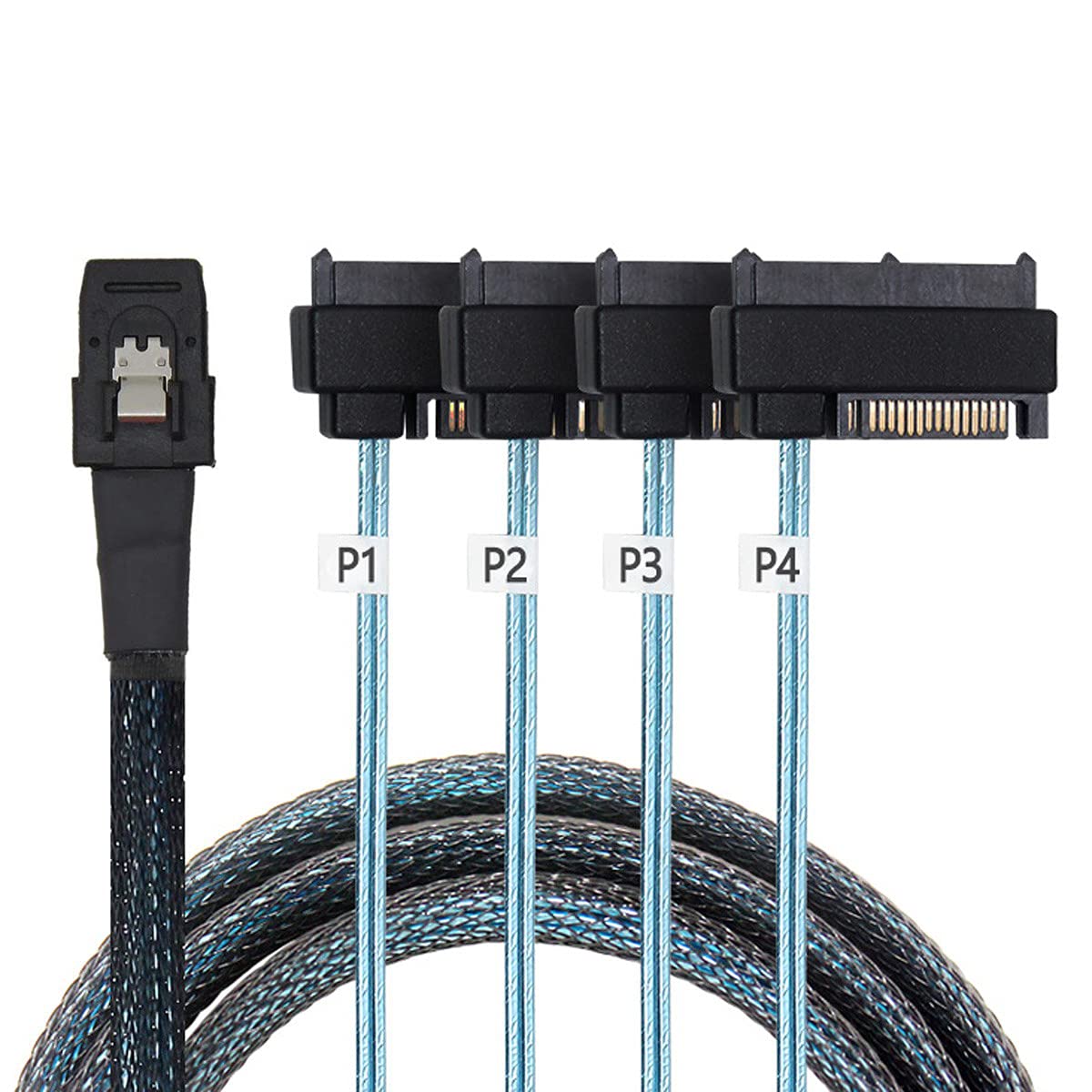 Cablecc Internal 36 Pin Mini Sas Sff 8087 Host To 4 Sff 8482 Target Sas Hard Disk And Sata Power Cable 100Cm