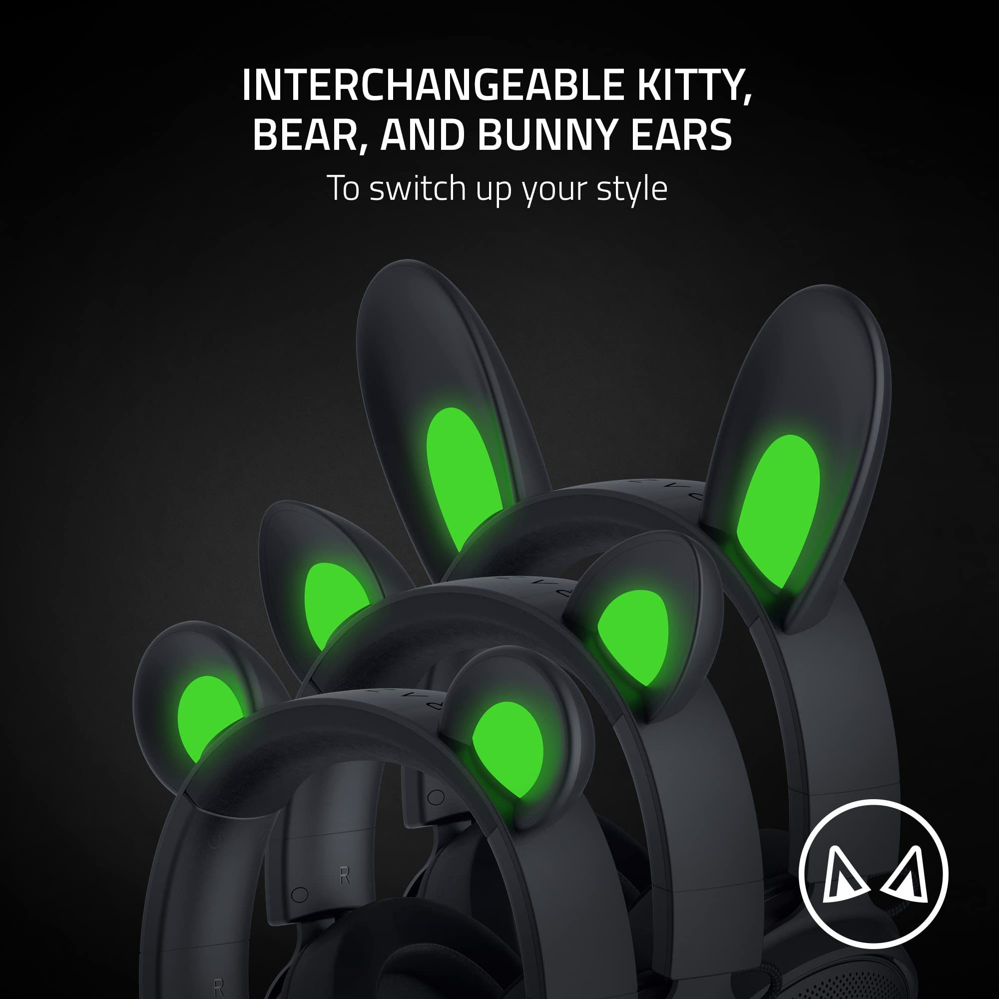 Razer Kraken Kitty V2 Pro Wired Rgb Headset: Interchangeable Ears (Kitty, Bear, Bunny)   Stream Reactive Lighting   Detachable H