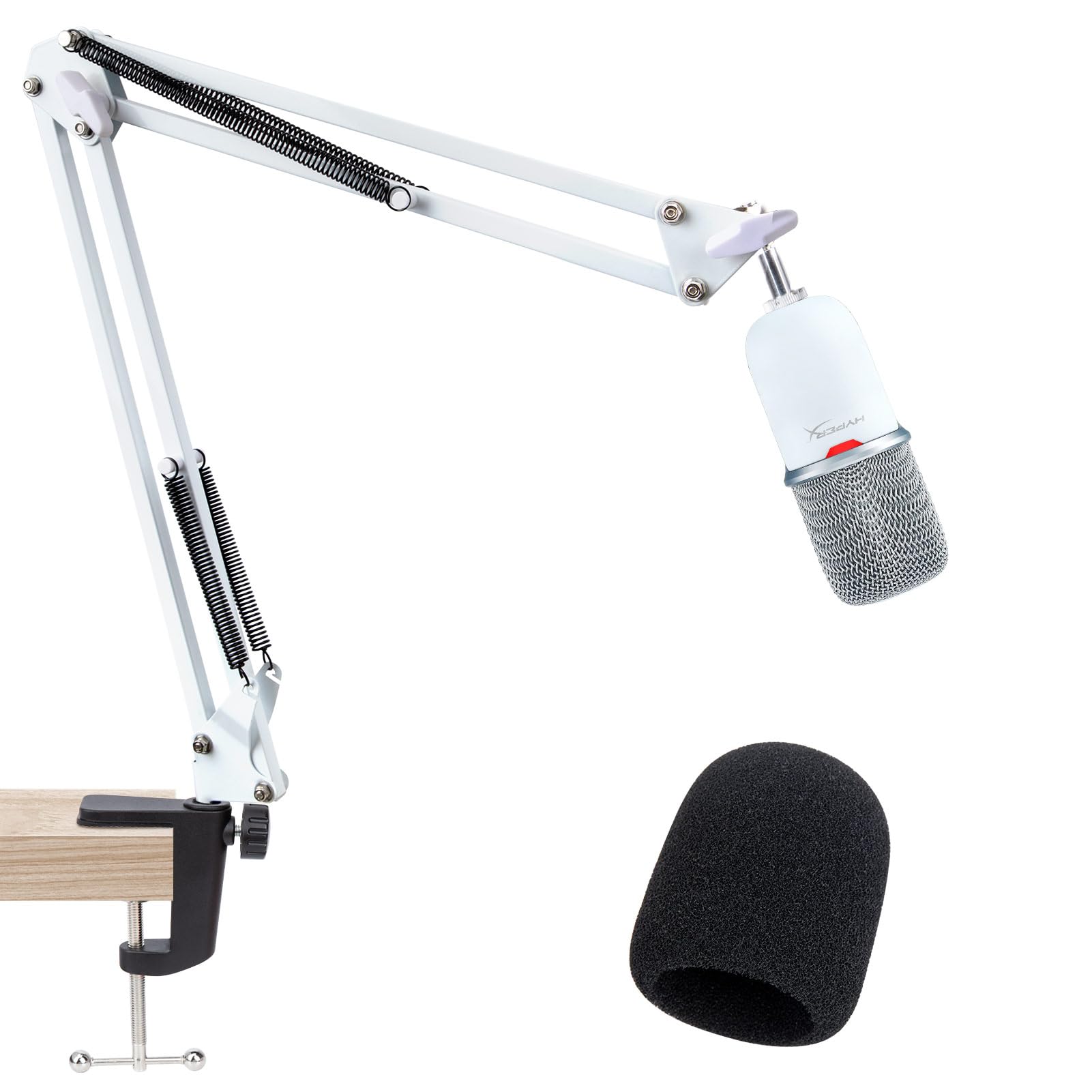 For Hyperx Solocast White Boom Arm   White Mic Arm Compatible With Hyper X Solocast, Microphone Boom Arm With Pop Filter, Improv