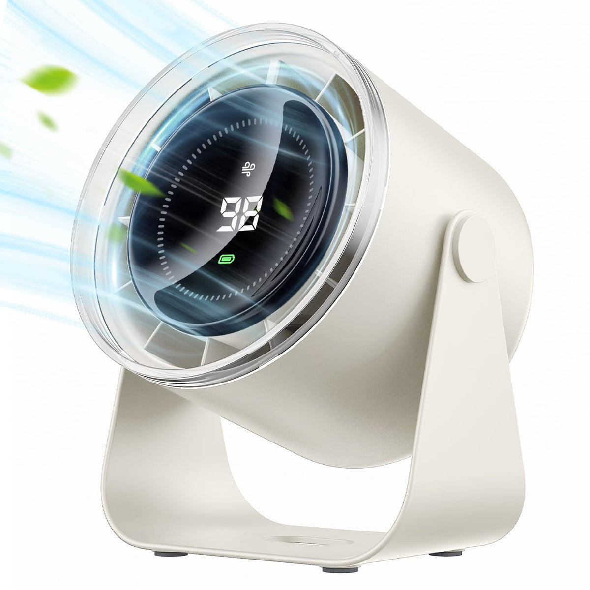 Wsken Desk Fan With Battery Operated, Quiet Digital Display Portable F ...