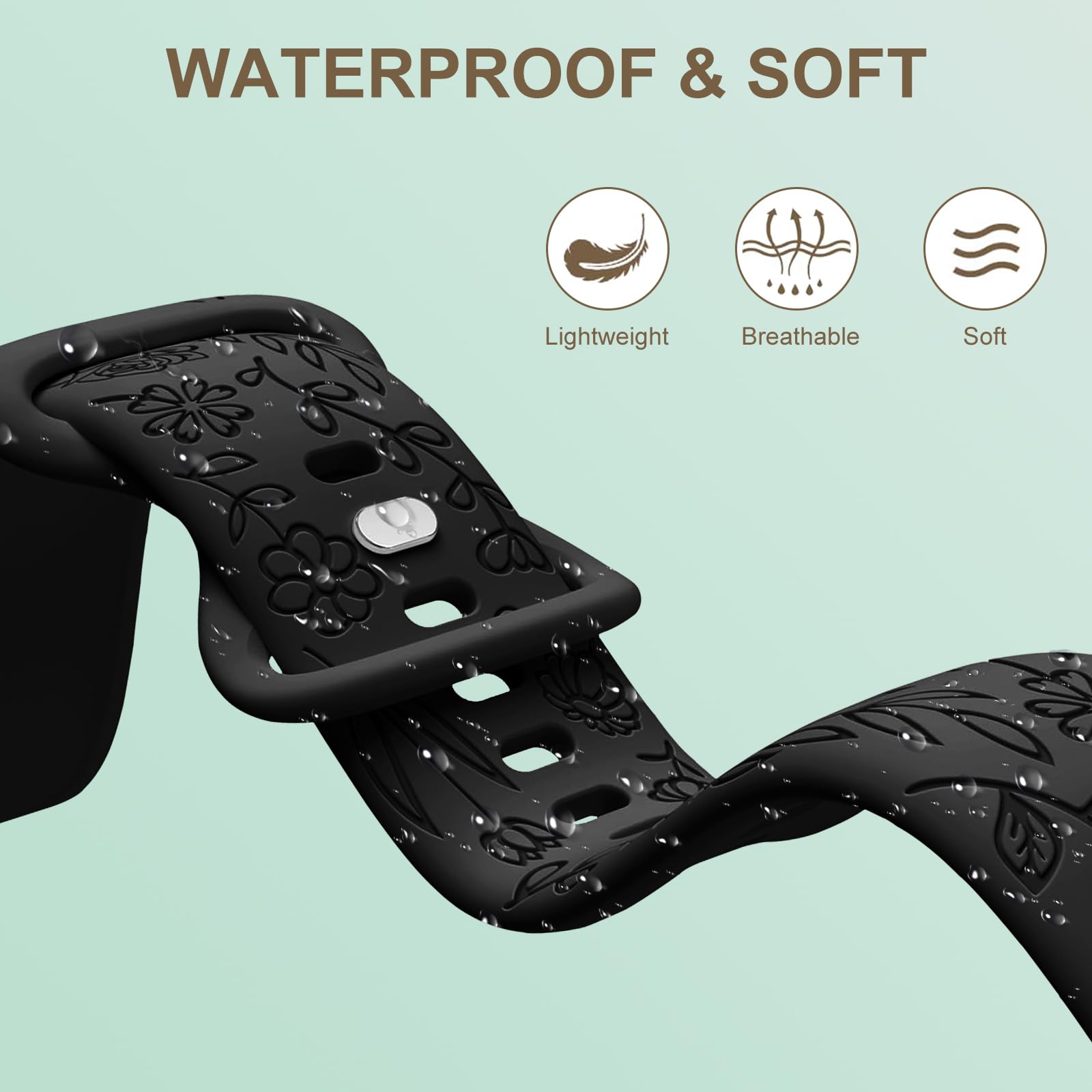 Strisinho Floral Engraved Bands Compatible With Garmin Vivoactive 4 / Venu 3 / Venu 2 45Mm, 22Mm Soft Silicone Flower Pattern Sp