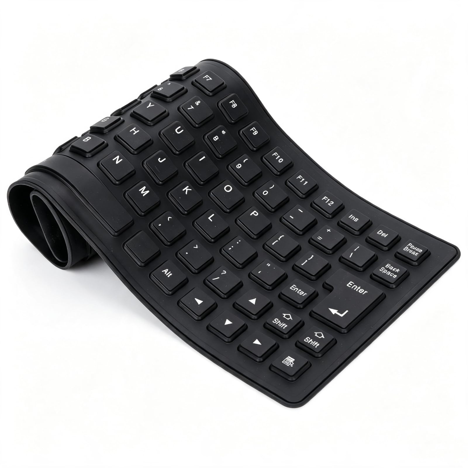 Silicone Folding Keyboard Portable Soft Keyboard Kit, USB Wired Silicone Rolling Keyboard for PC 85 Keys Standard Keyboard Light