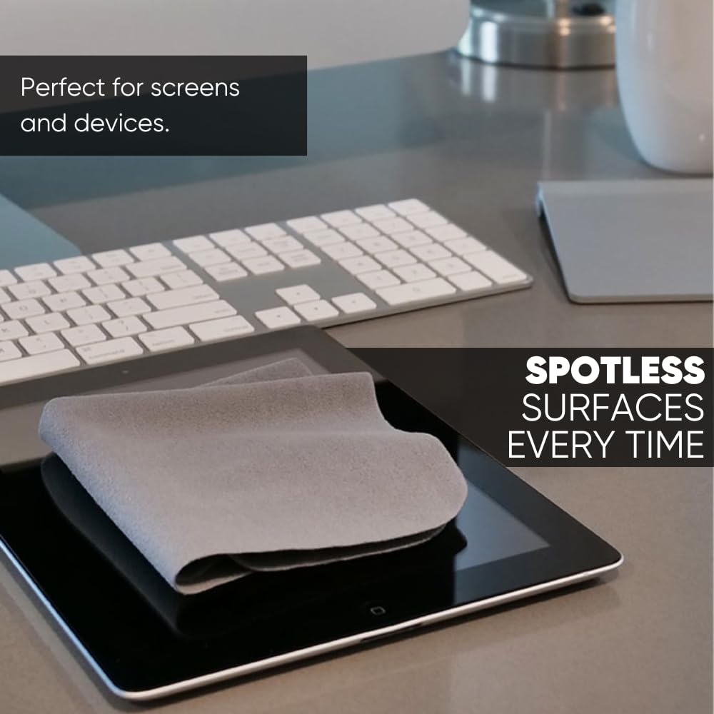Premium Screen Cleaning Cloth By Microfiber Wholesale | Gray | 10   X10    | 10Pk | Soft Microfiber Suede | Mid Size Reusable |