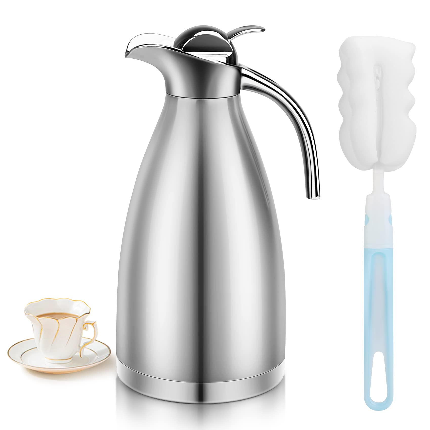70oz Thermal Coffee Carafe Insulated Coffee Thermos Urn, Stainless Steel Coffee Carafes For Keeping Hot, Double Walled Insulated