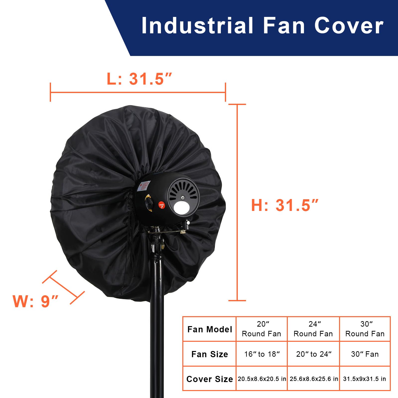 Industrial Fan Cover, Wall Mount Fan Cover, Heavy Duty Waterproof & Dustproof Outdoor Fan Cover For 30'' Industrial Fan And Pede